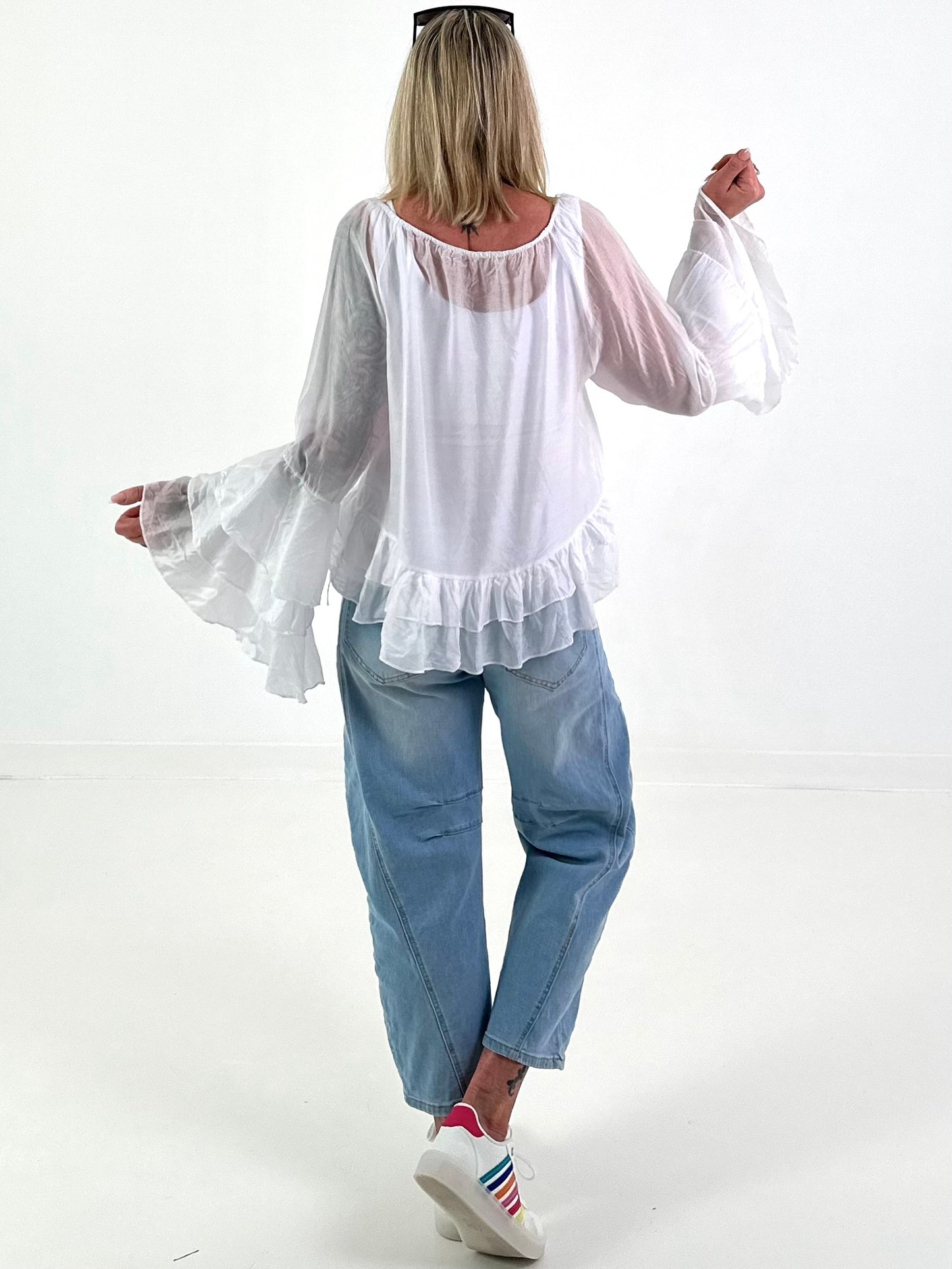 Light Tunic with Ruffles - white