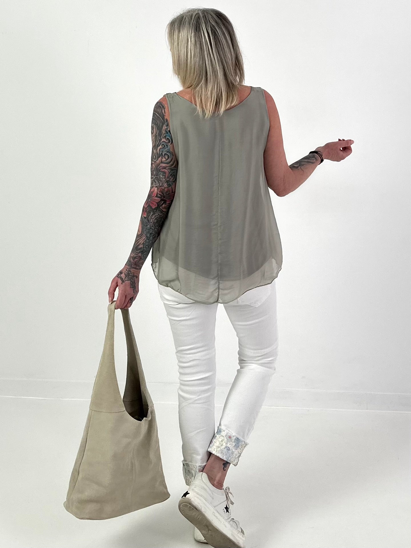 Seiden Top - taupe
