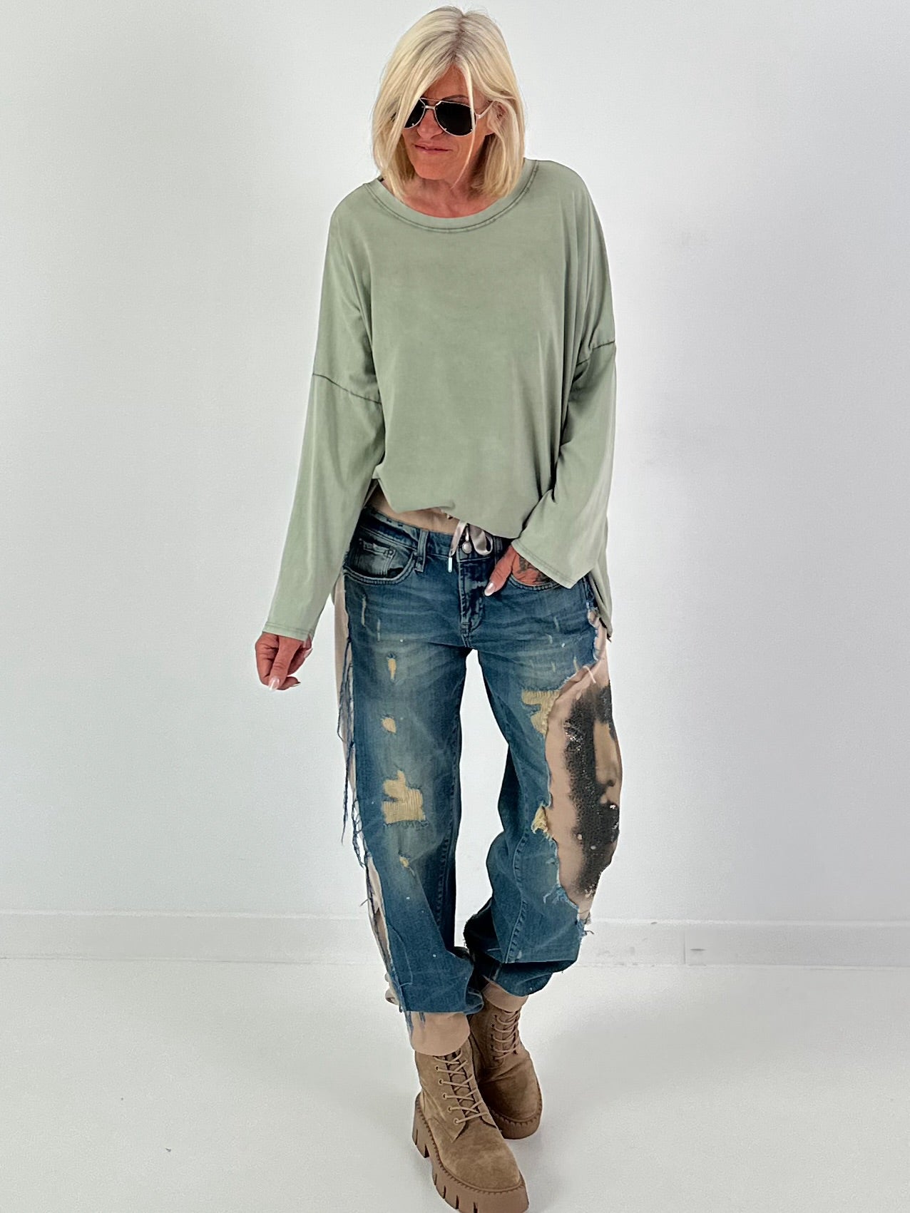 Oversized Shirt stone washed - khaki