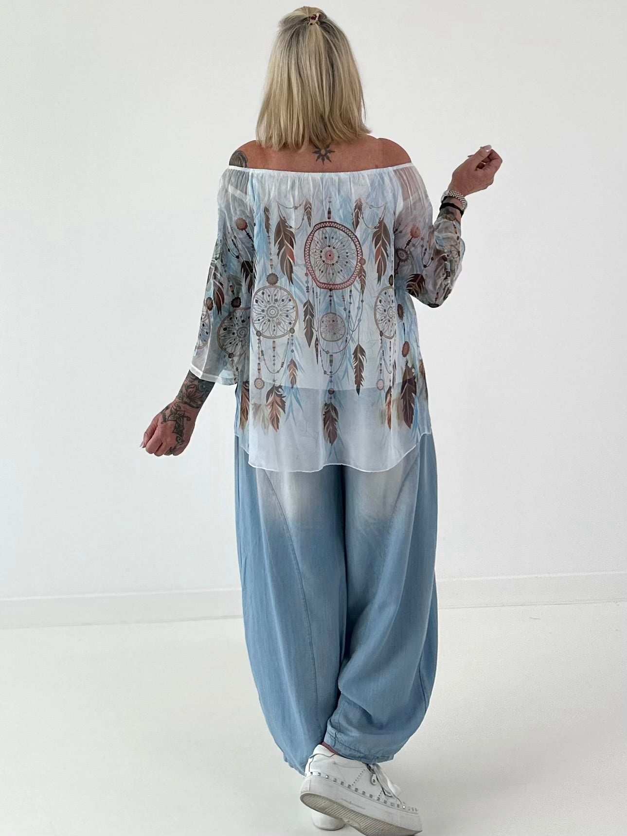 Tunika mit Print - hellblau - mehrfarbig