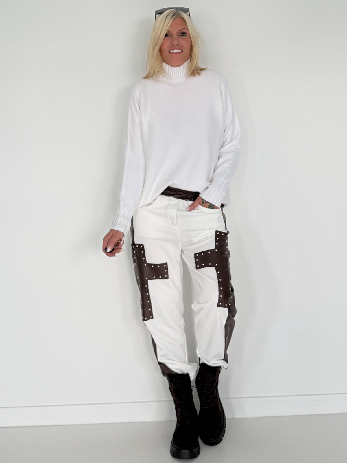 Basic Turtleneck-Pullover - weiss