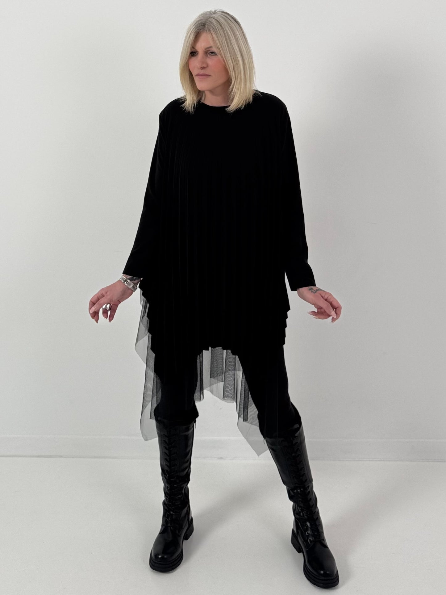 Pleated dress model "Black Whisper" - black