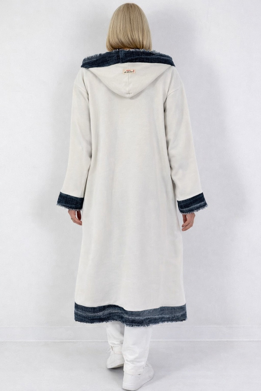 Sweatmantel mit Kapuze und Steppfront - beige-pink