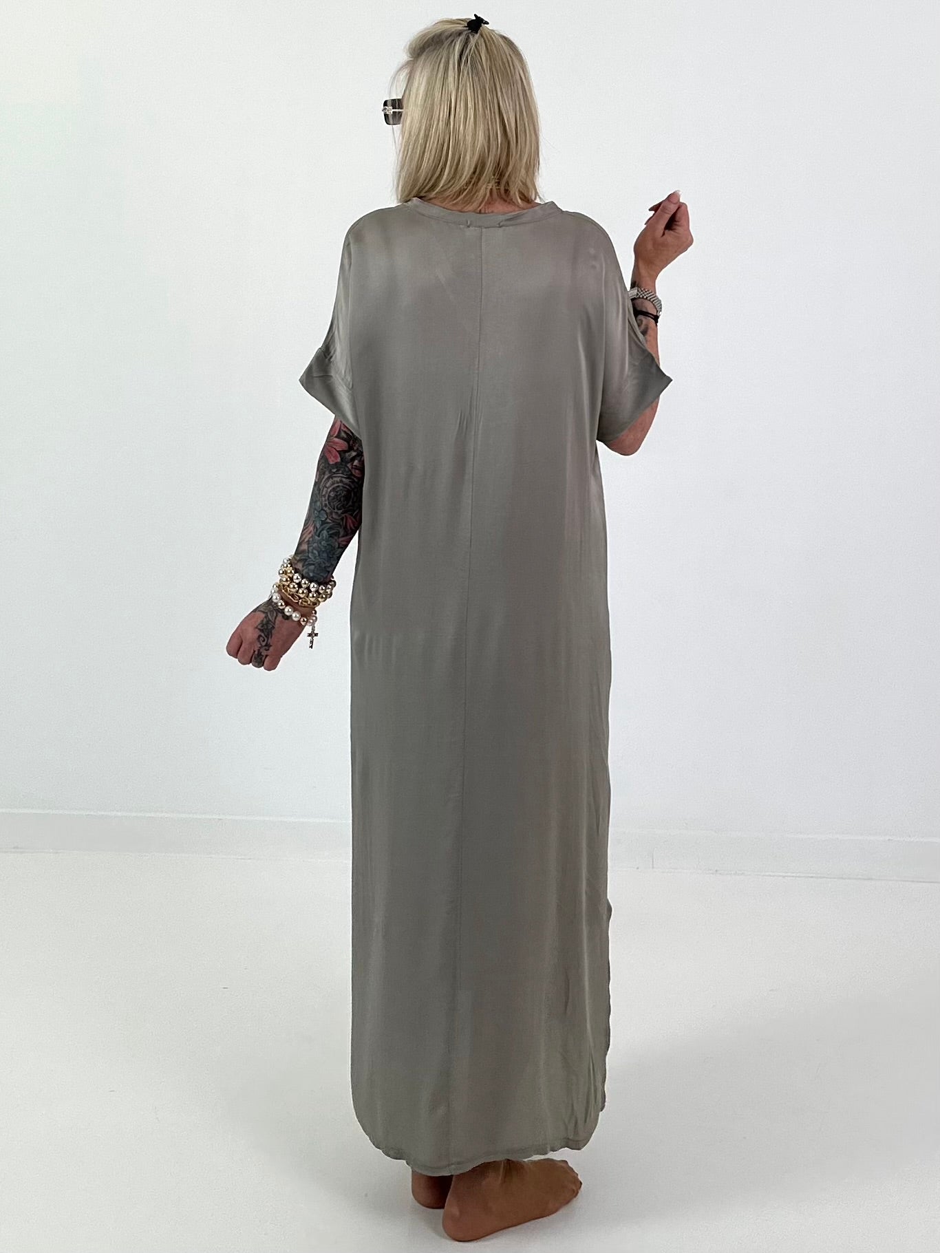 Long silk dress - taupe