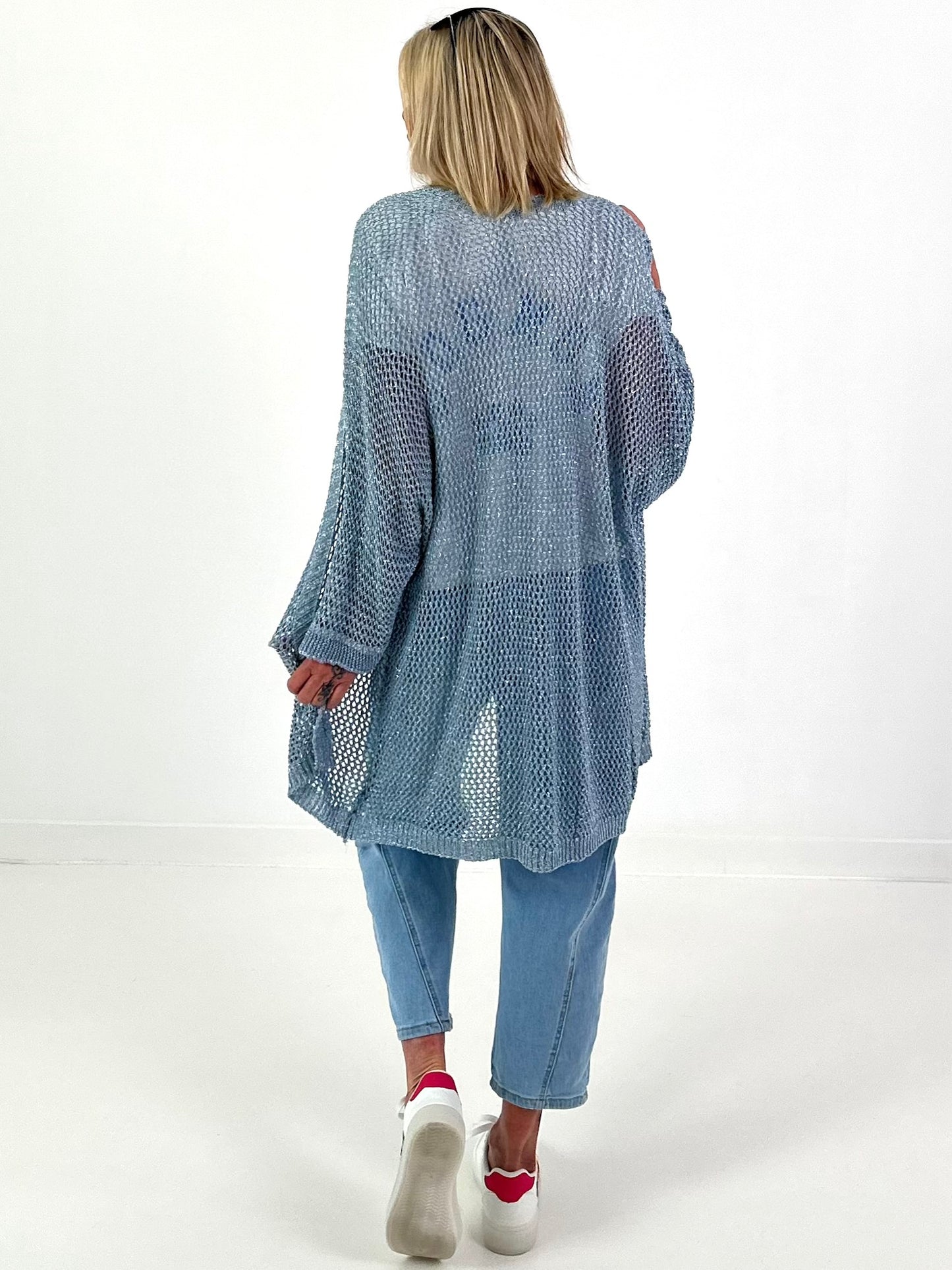 Crochet Jacket with Lurex - light blue