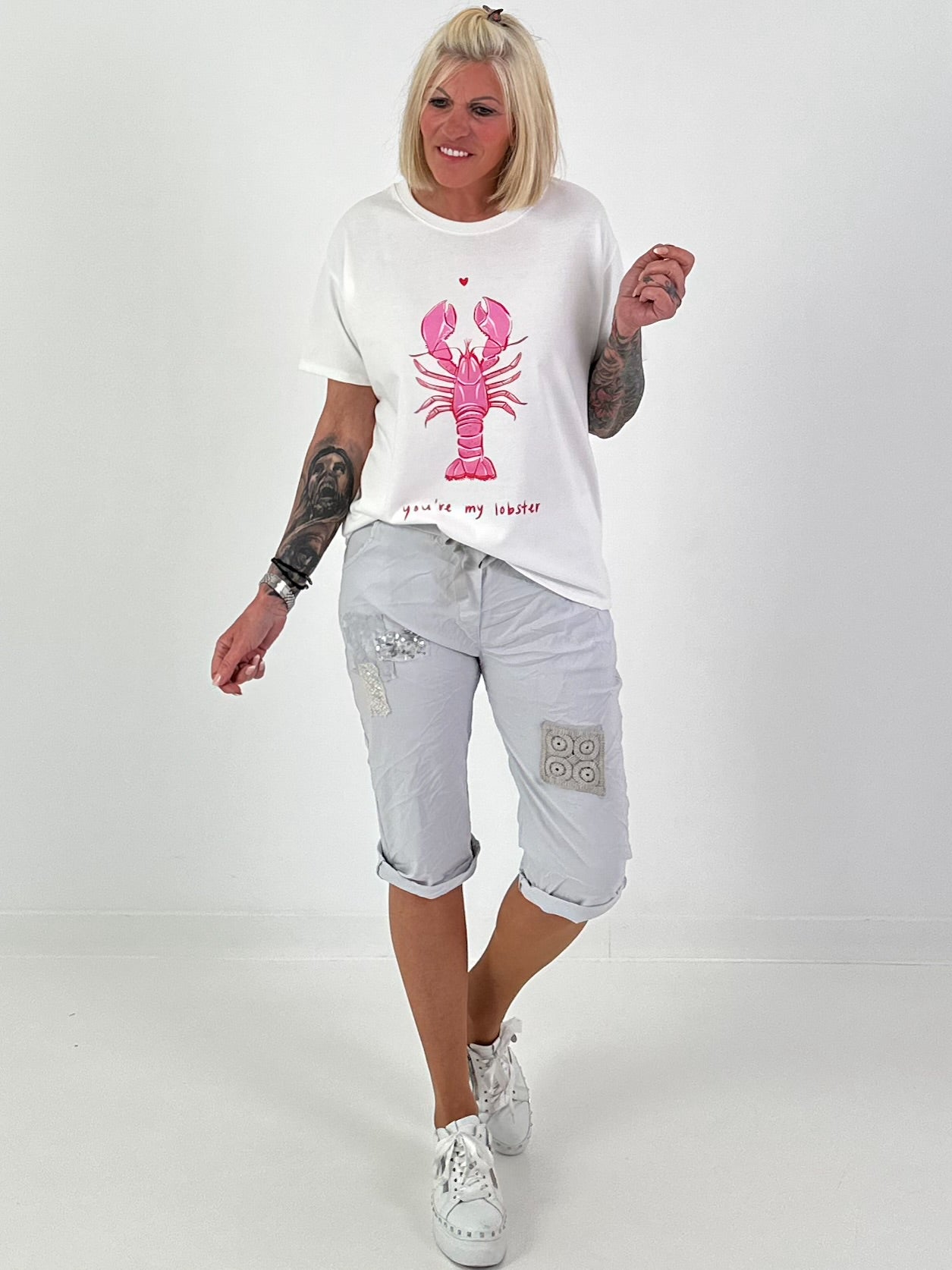 Sweatshirt with Lobster Print - white
