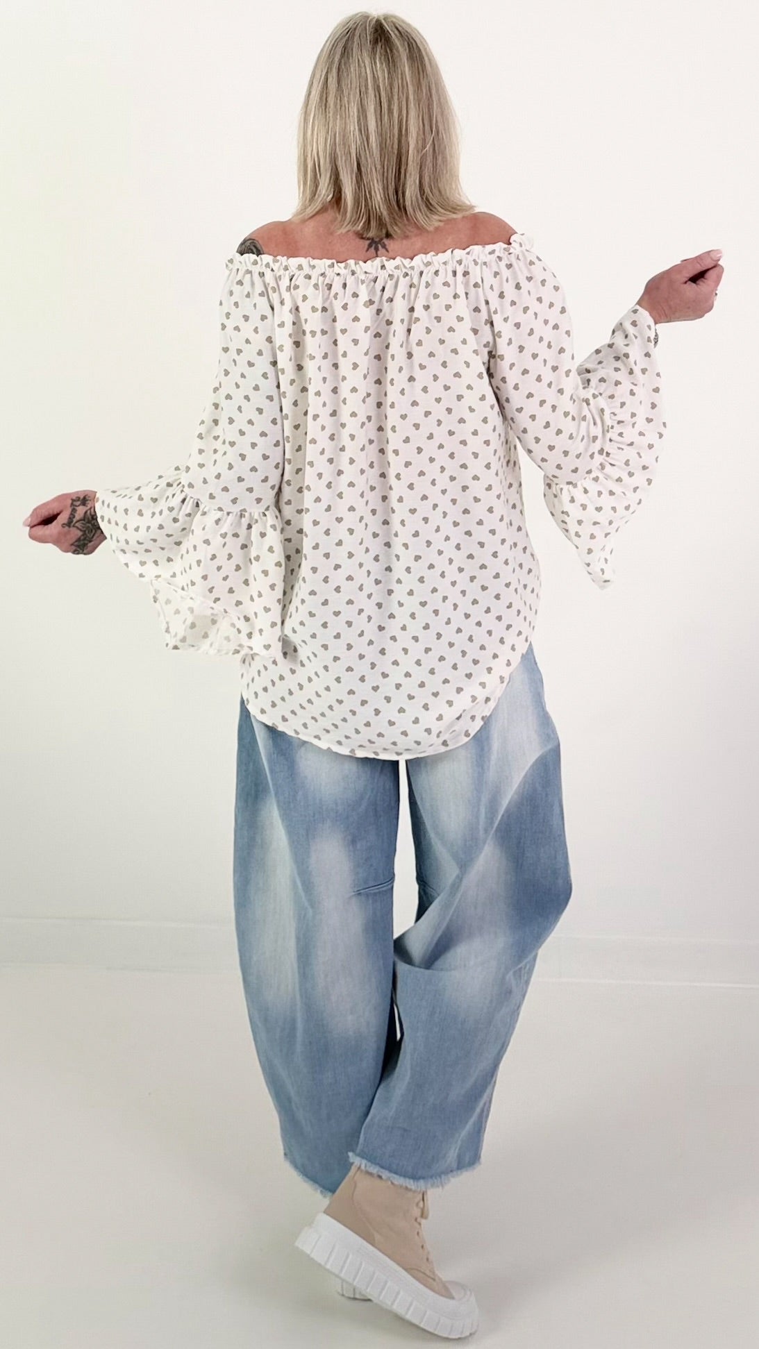 Tunic with hearts - white-beige