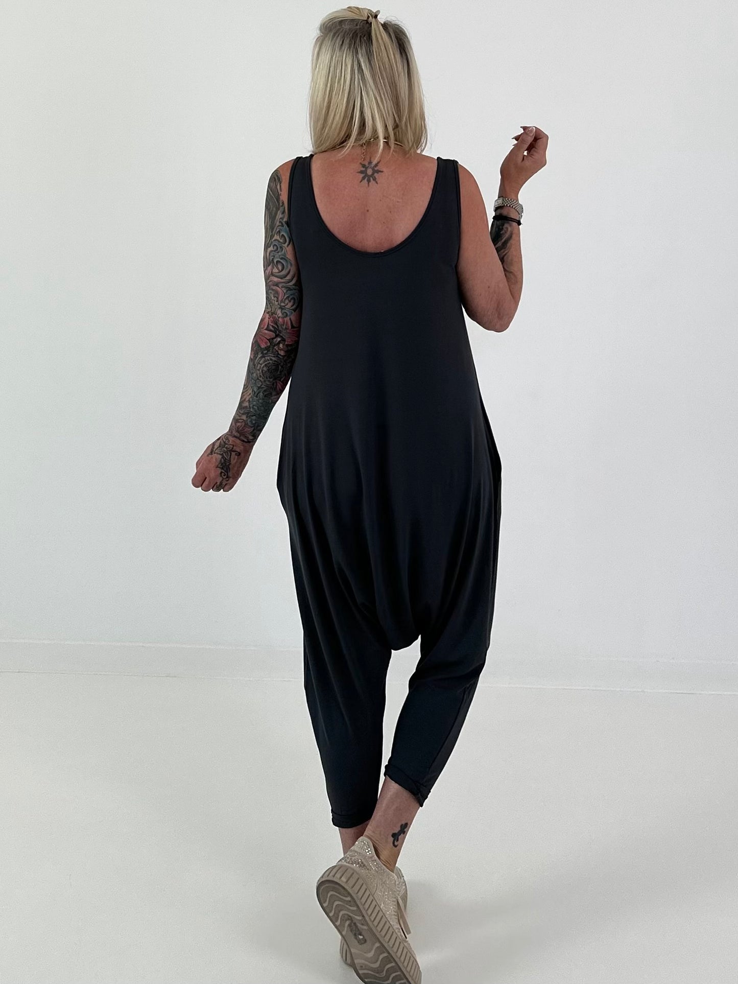 Jumpsuit mit Nieten - anthrazit