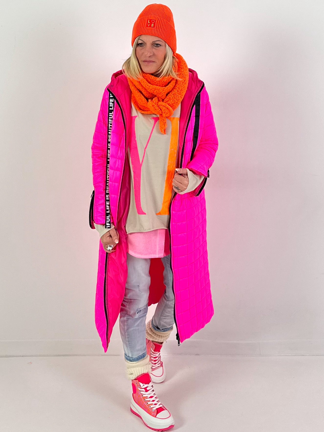 Oversized shirt model “YEAH” - beige