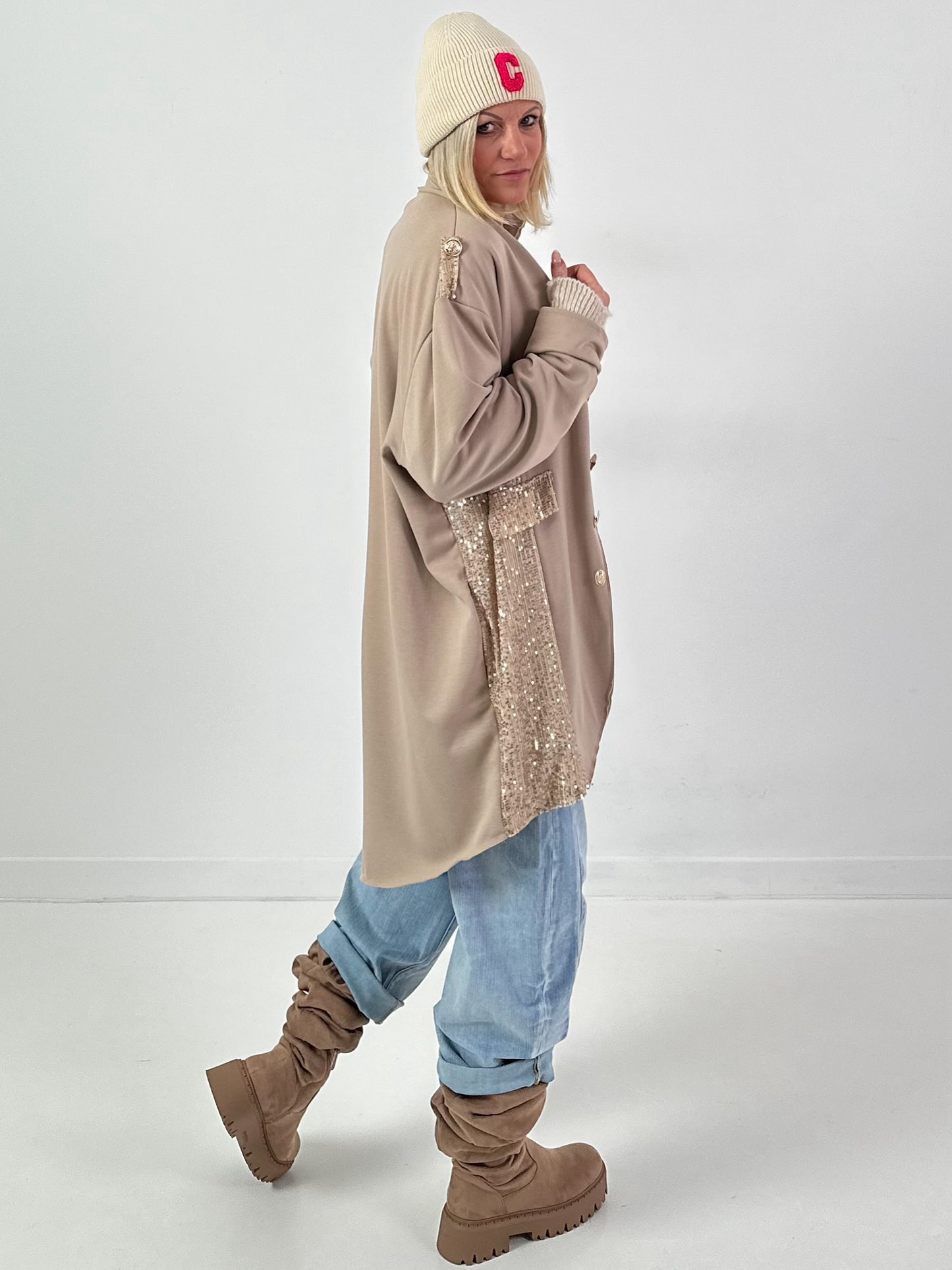 Oversized Military Blazer Modell "Glam Officer" - beige