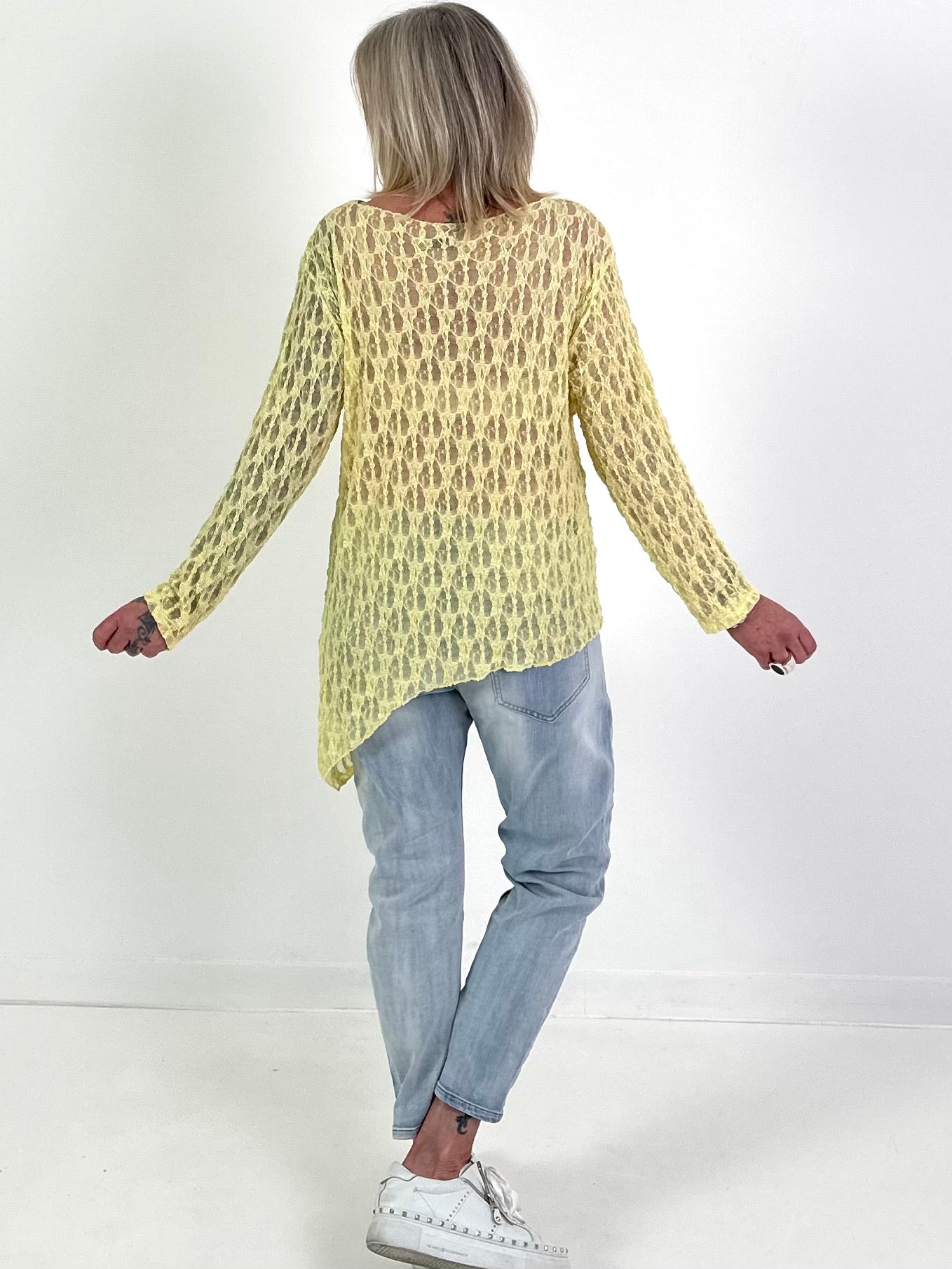 Spitzenshirt mit Muster - gelb