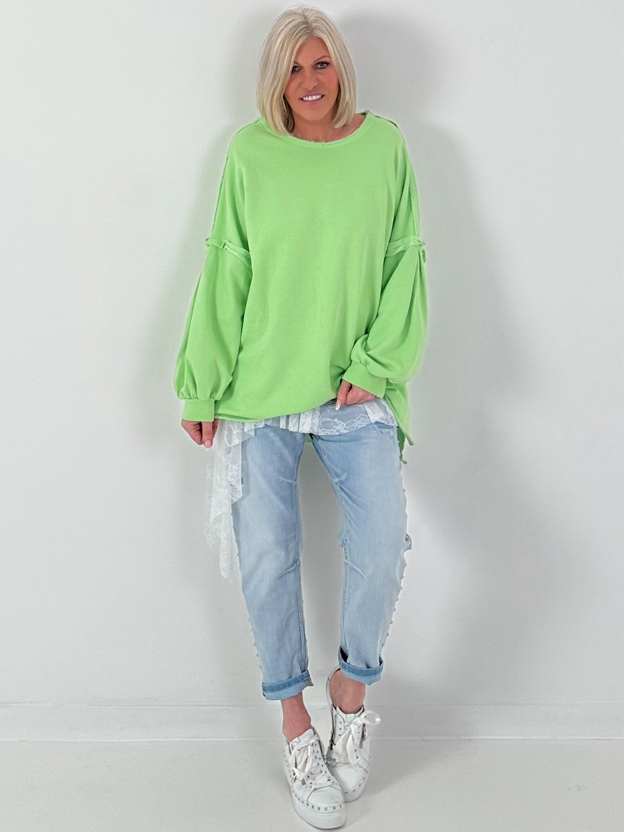 Oversized Sweater mit trendigen Linksnähten - grün