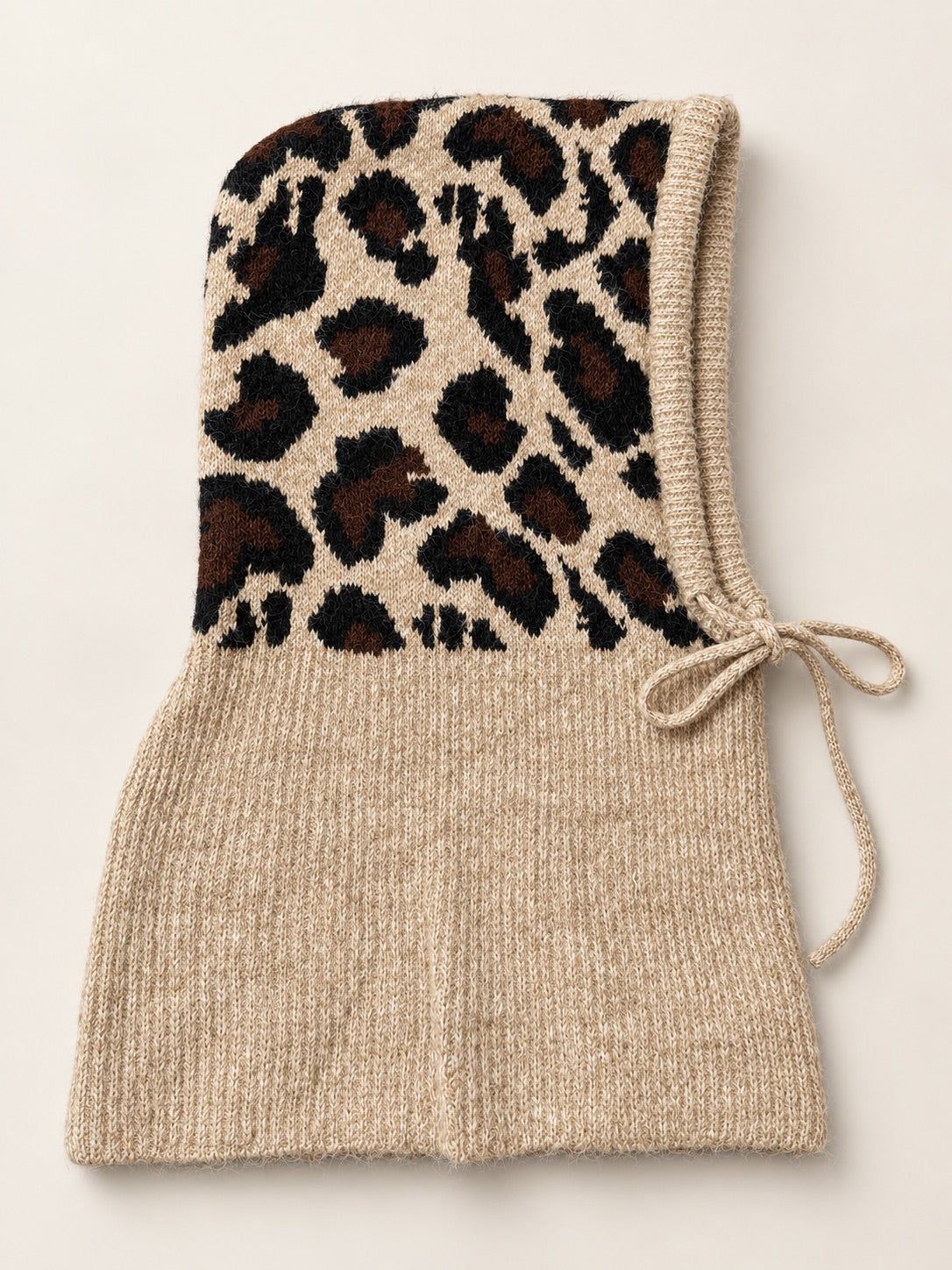 Knitted Balaclava - taupe-leopard-multicolored