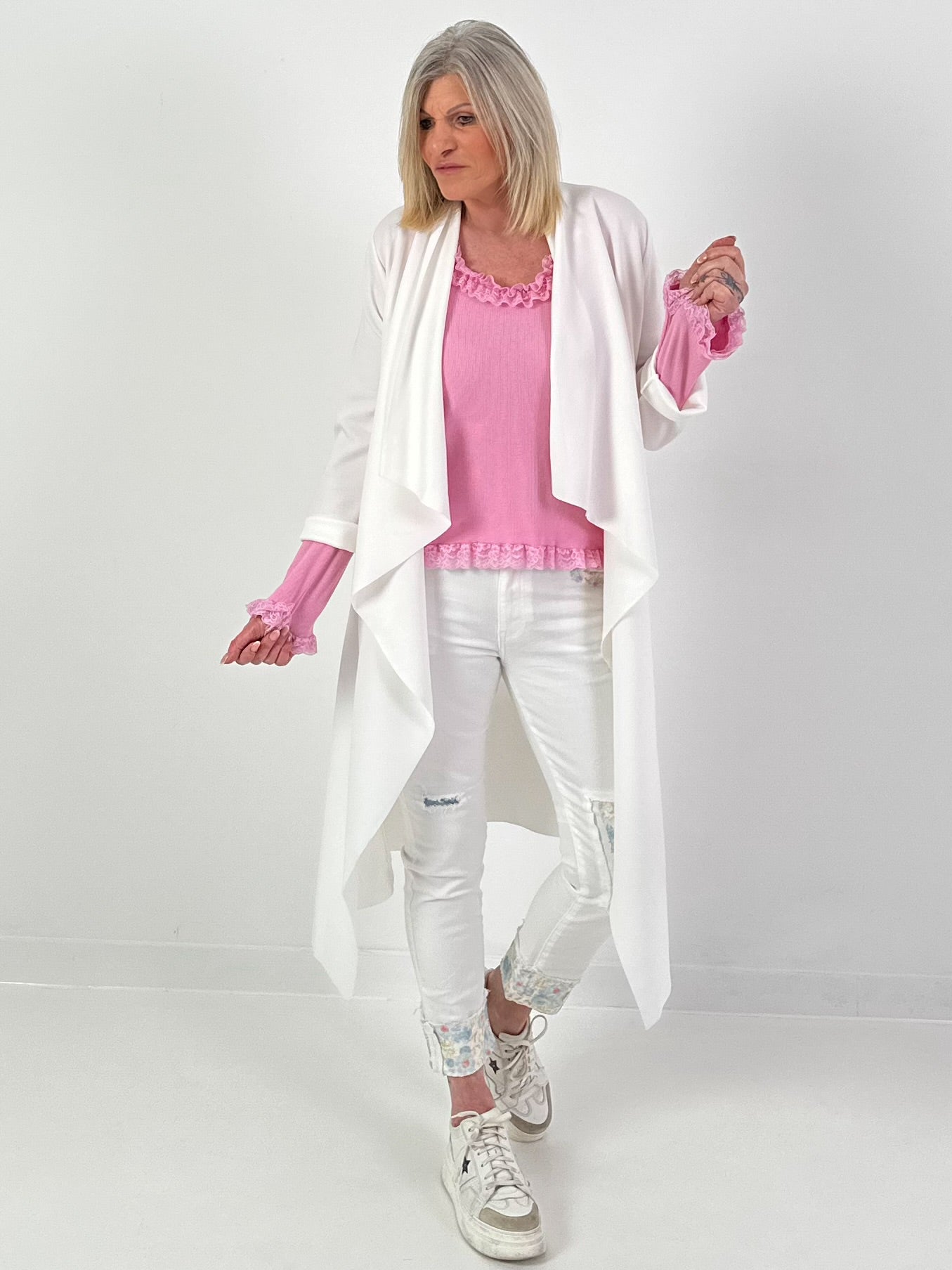 Trui met doodskopmotief - wit