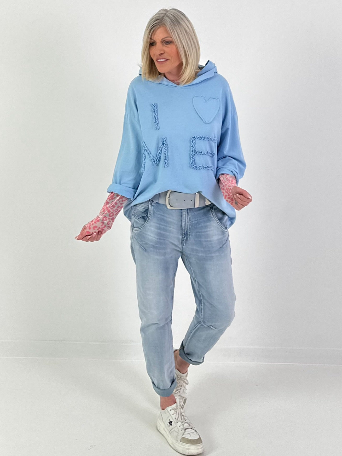 Hoodie I LOVE ME - hellblau