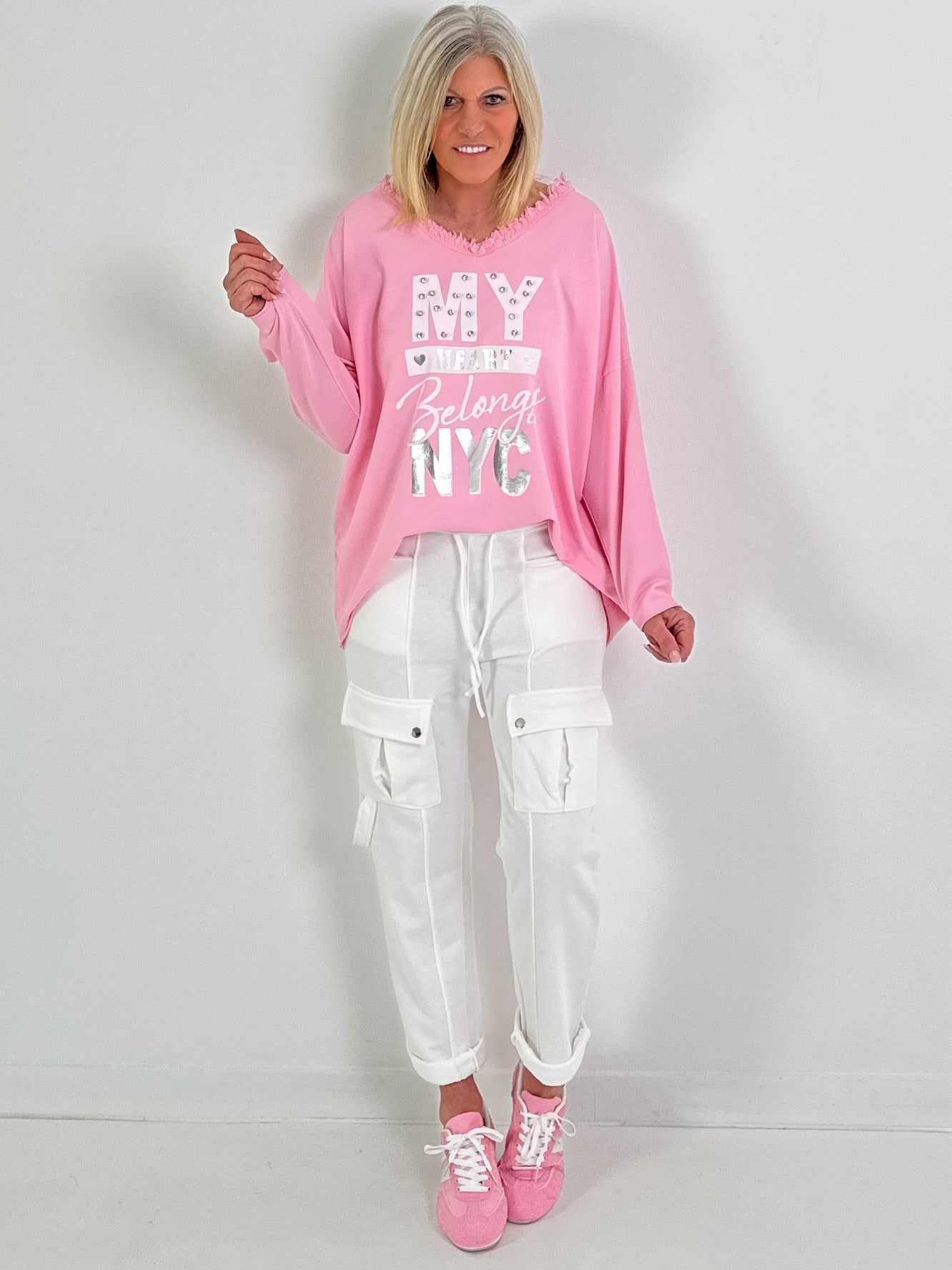 Hose mit Cargo Taschen - weiss