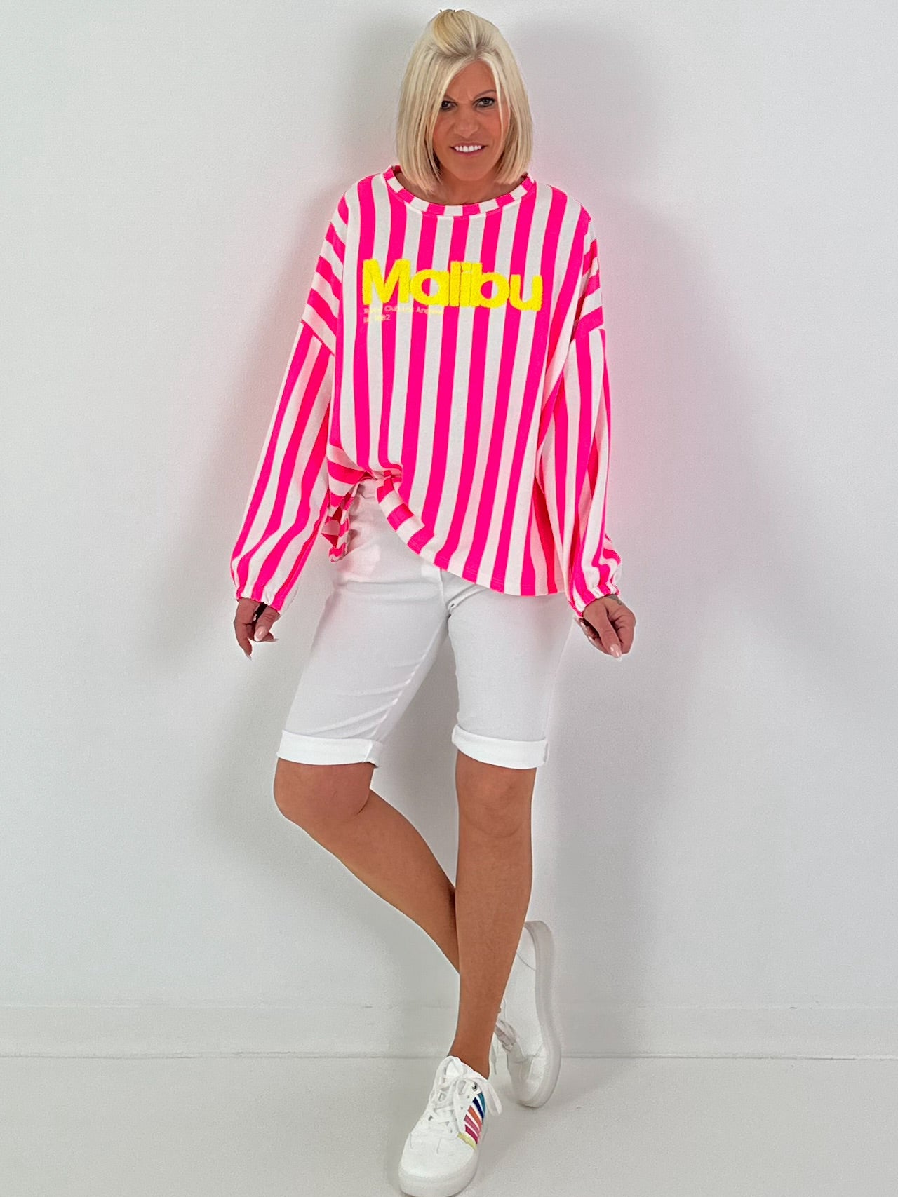 Korte broek met strikceintuur - wit
