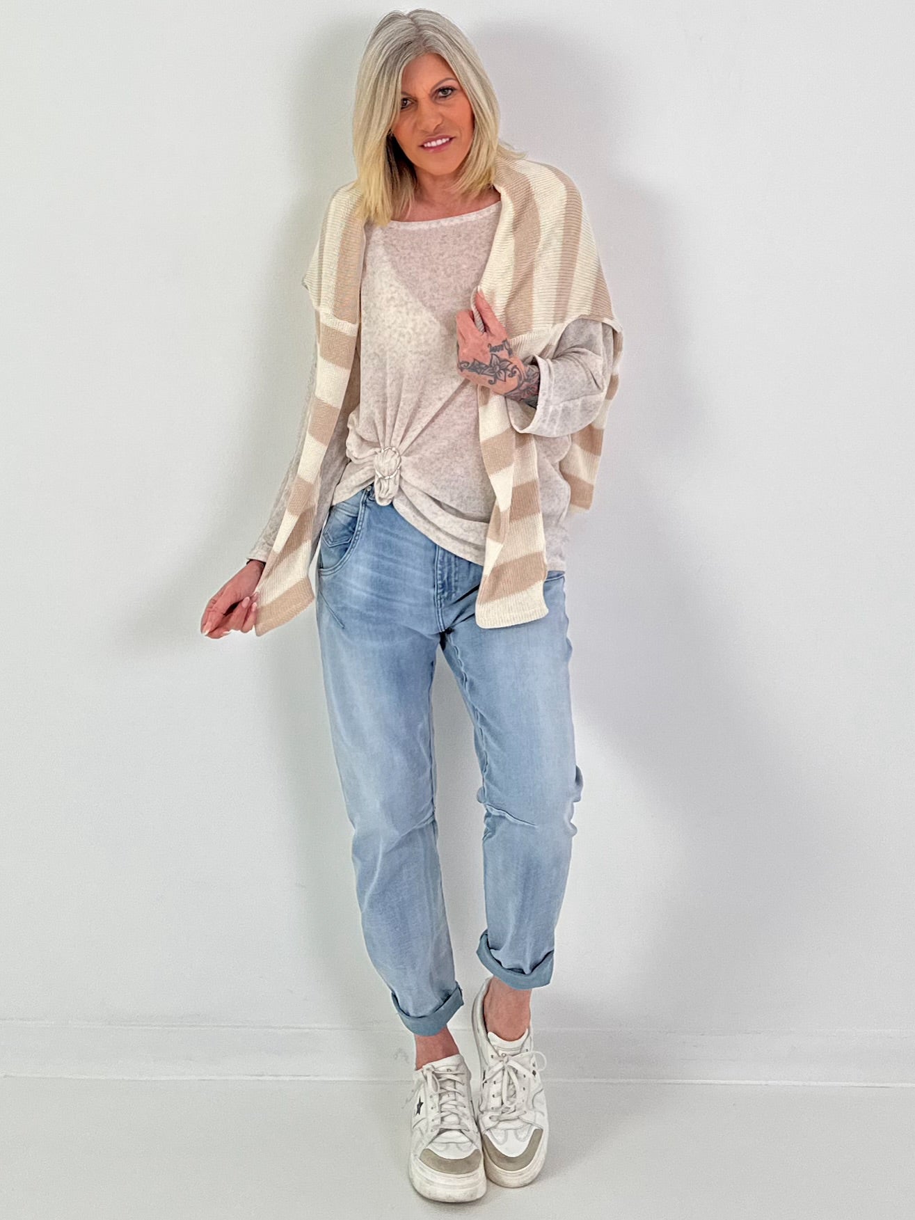 Pulli mit Streifen - beige-taupe