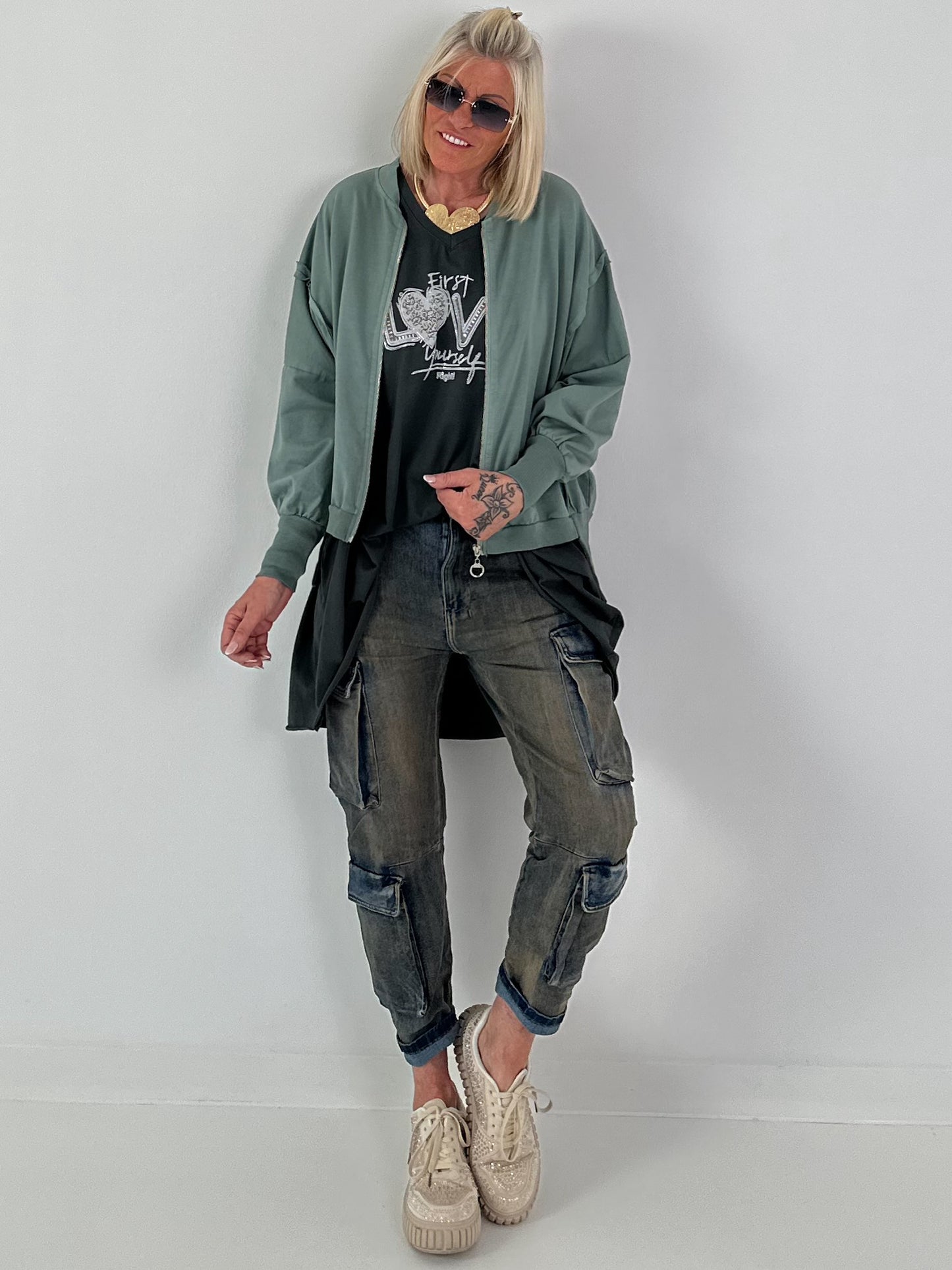 Jacke mit Rückenprint - salbei