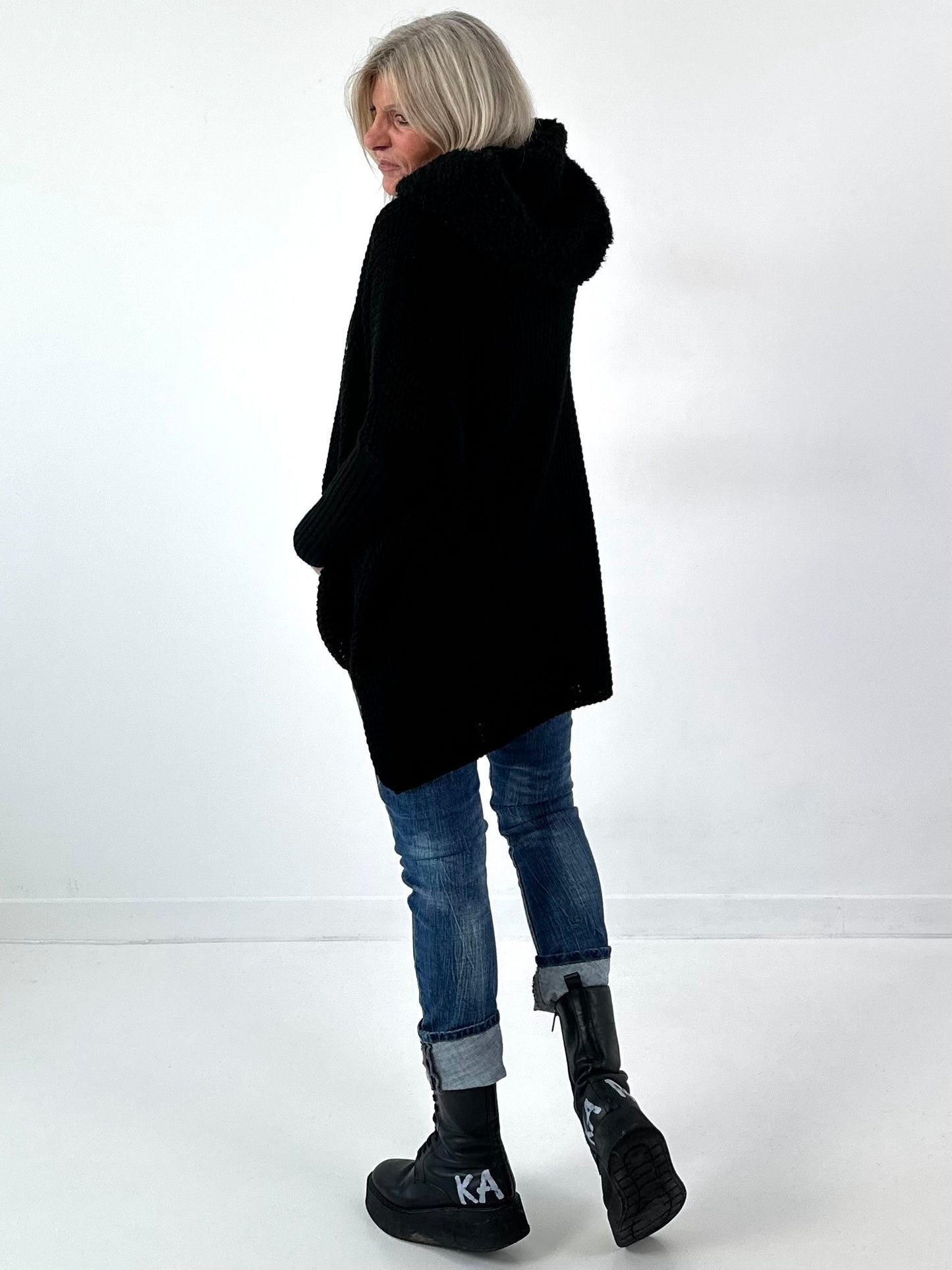 Pullover mit Teddy Kapuze Modell "Good Focus" - schwarz