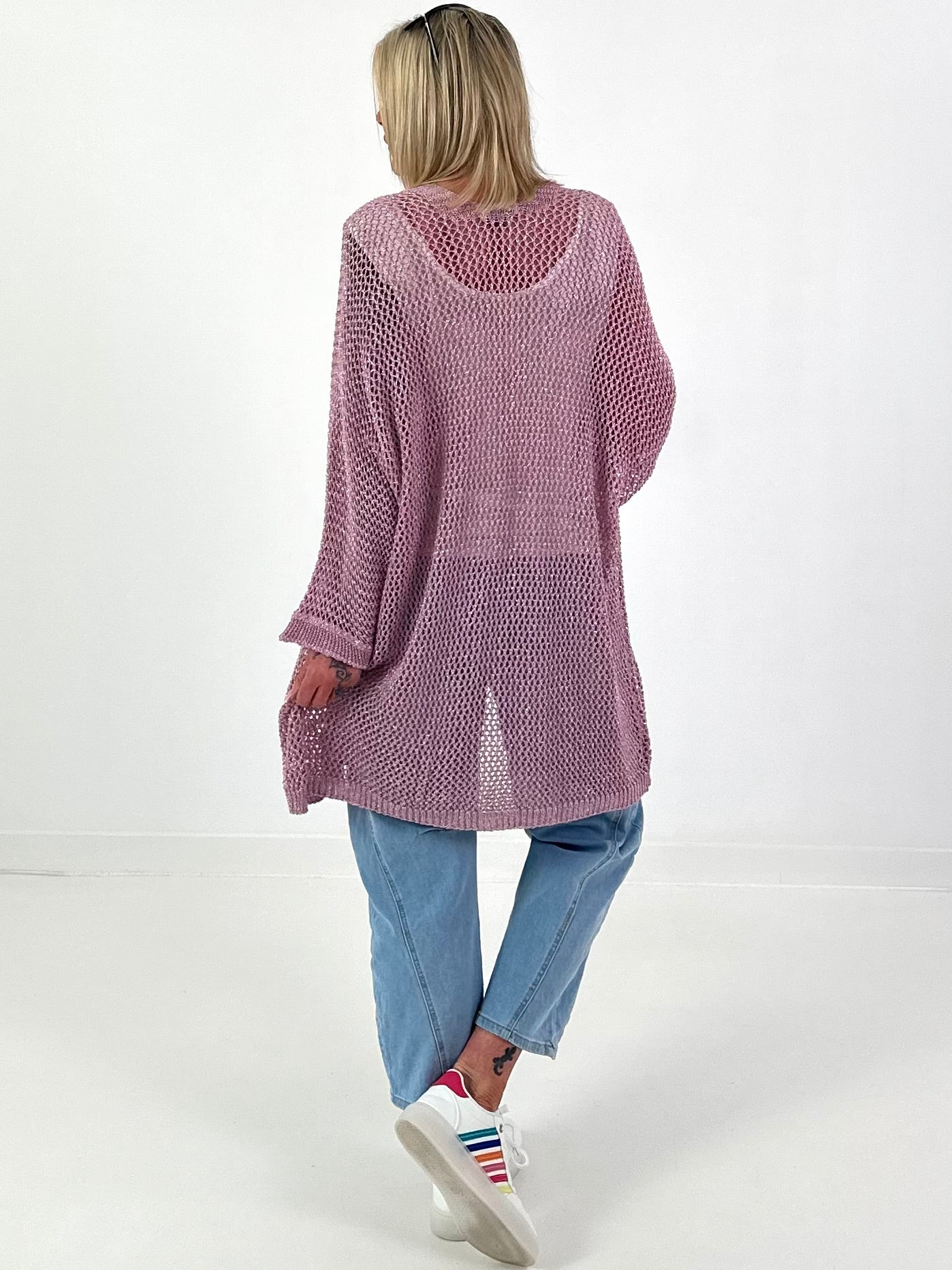 Häkeljacke mit Lurex - rosa