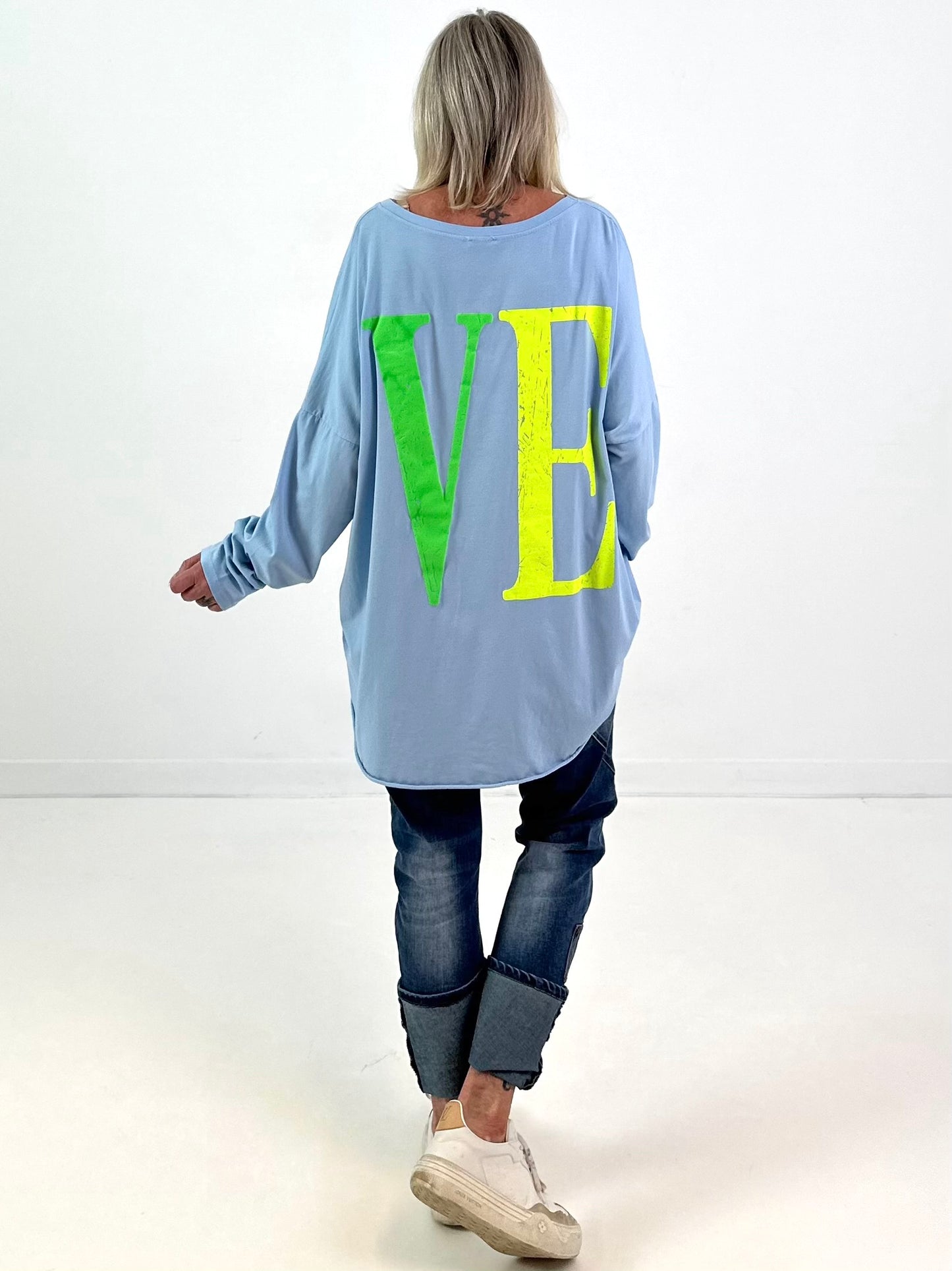 Oversized shirt model "Love Pop" - blue