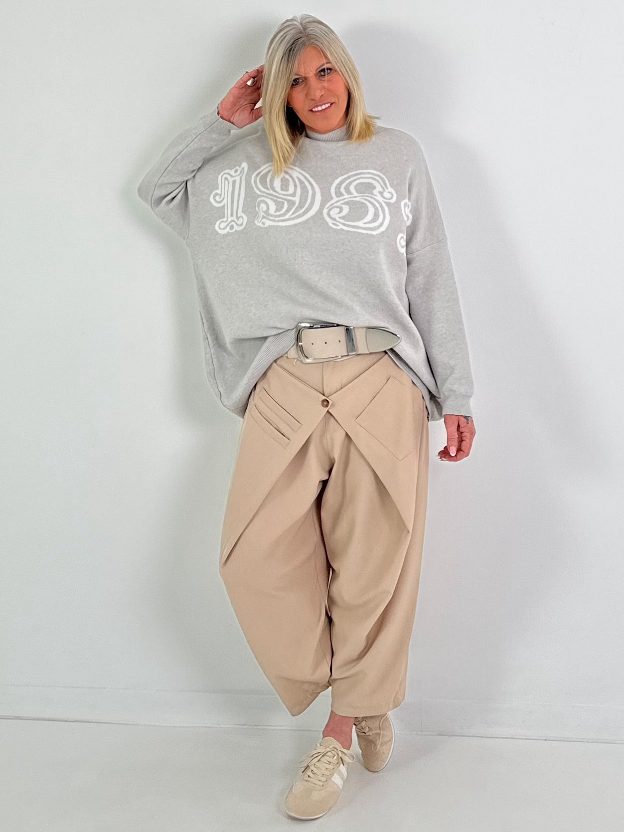 Gebreide trui 1981 - lichtgrijs