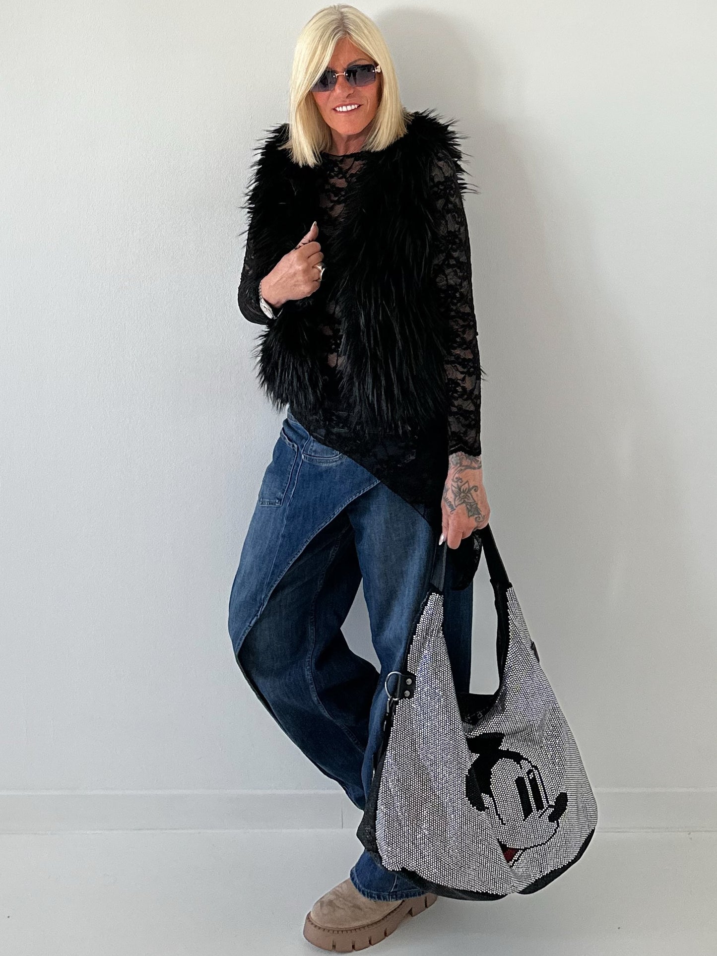 Wide Leg Layer Jeans - denim