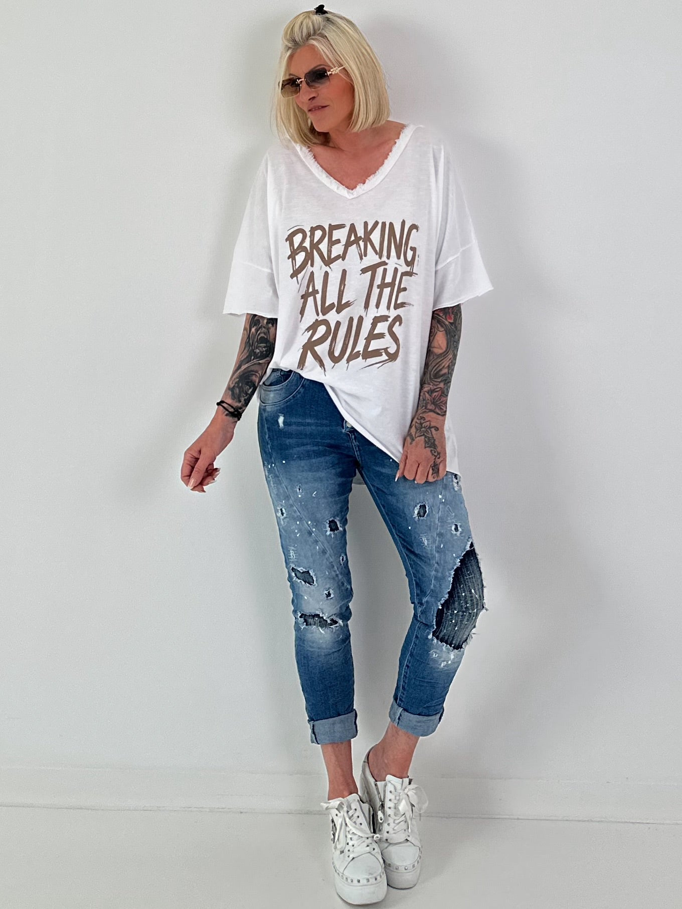 Oversized Shirt Breaking Rules - white