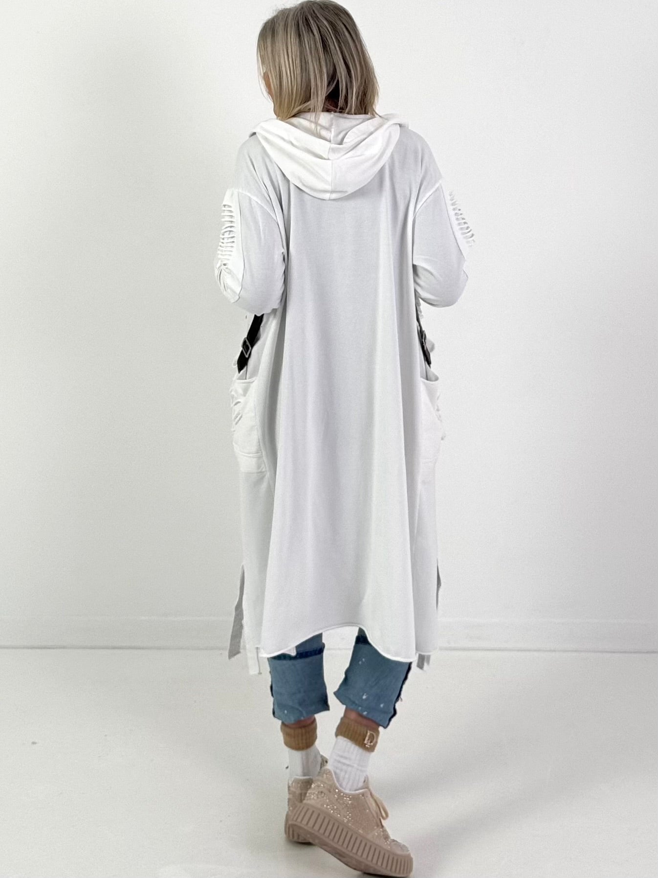 Sweatshirt-Mantel Modell "Rebel File" - weiss