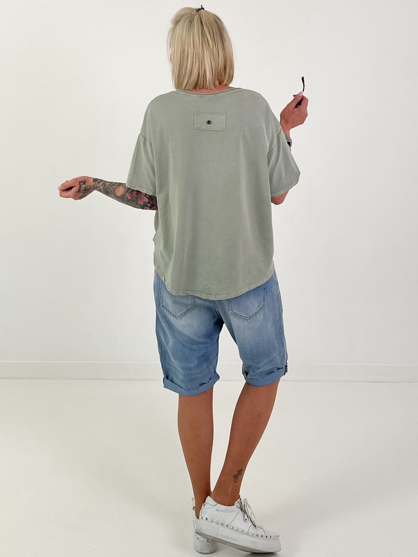 Ruched hem T-shirt - khaki
