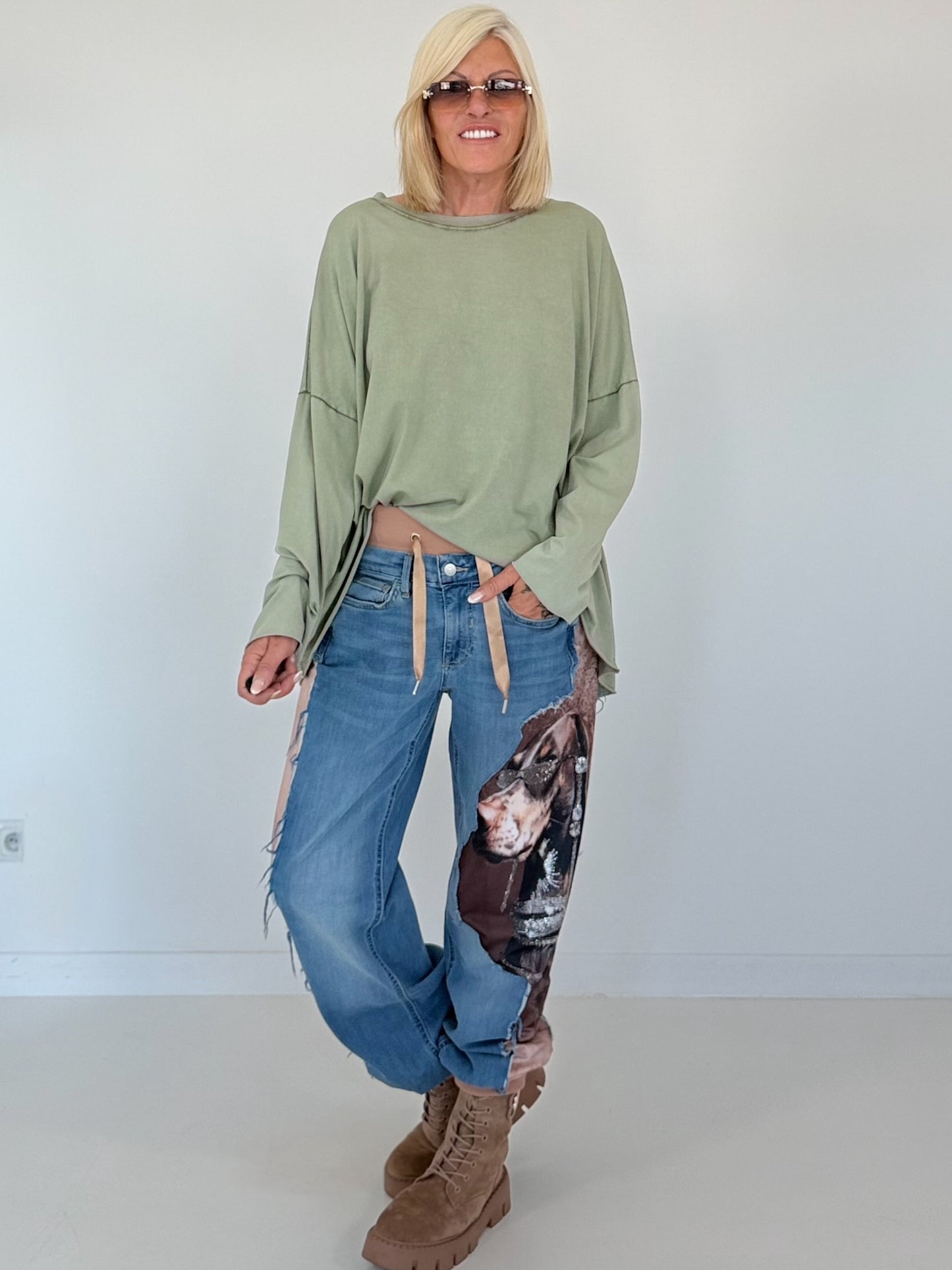 Oversized Shirt stone washed - khaki