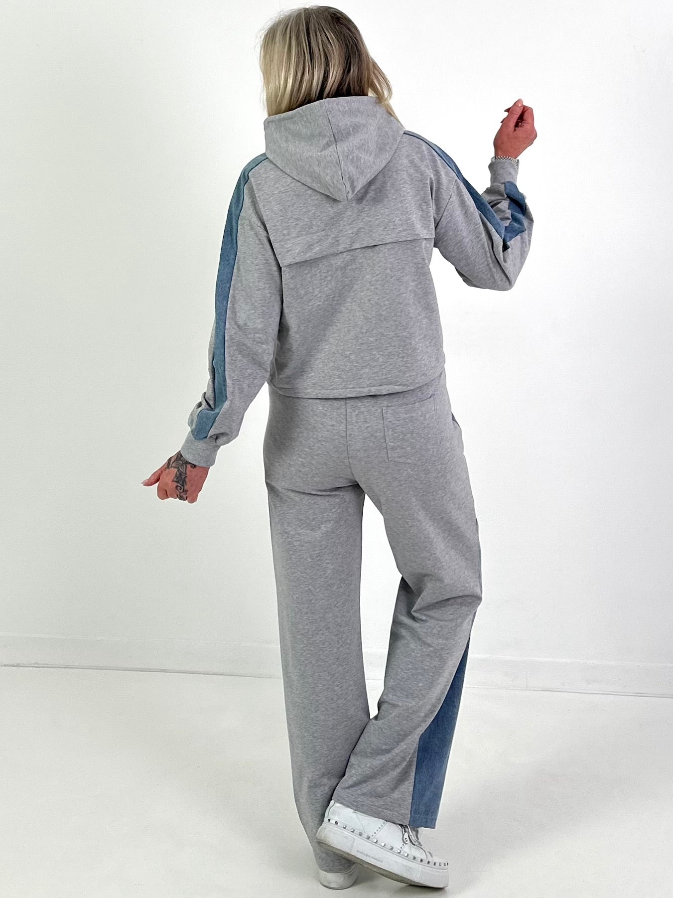 2-Teiler Sweat-Jeans - grau