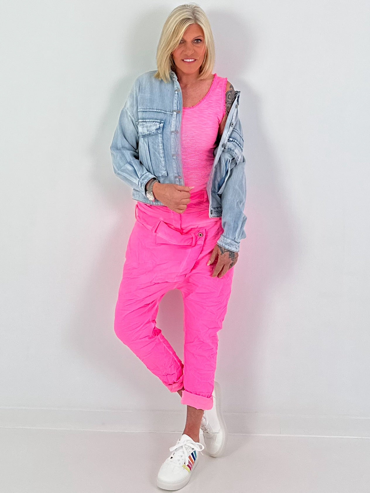 Oversized Jeansjacke mit Pattentaschen - denim
