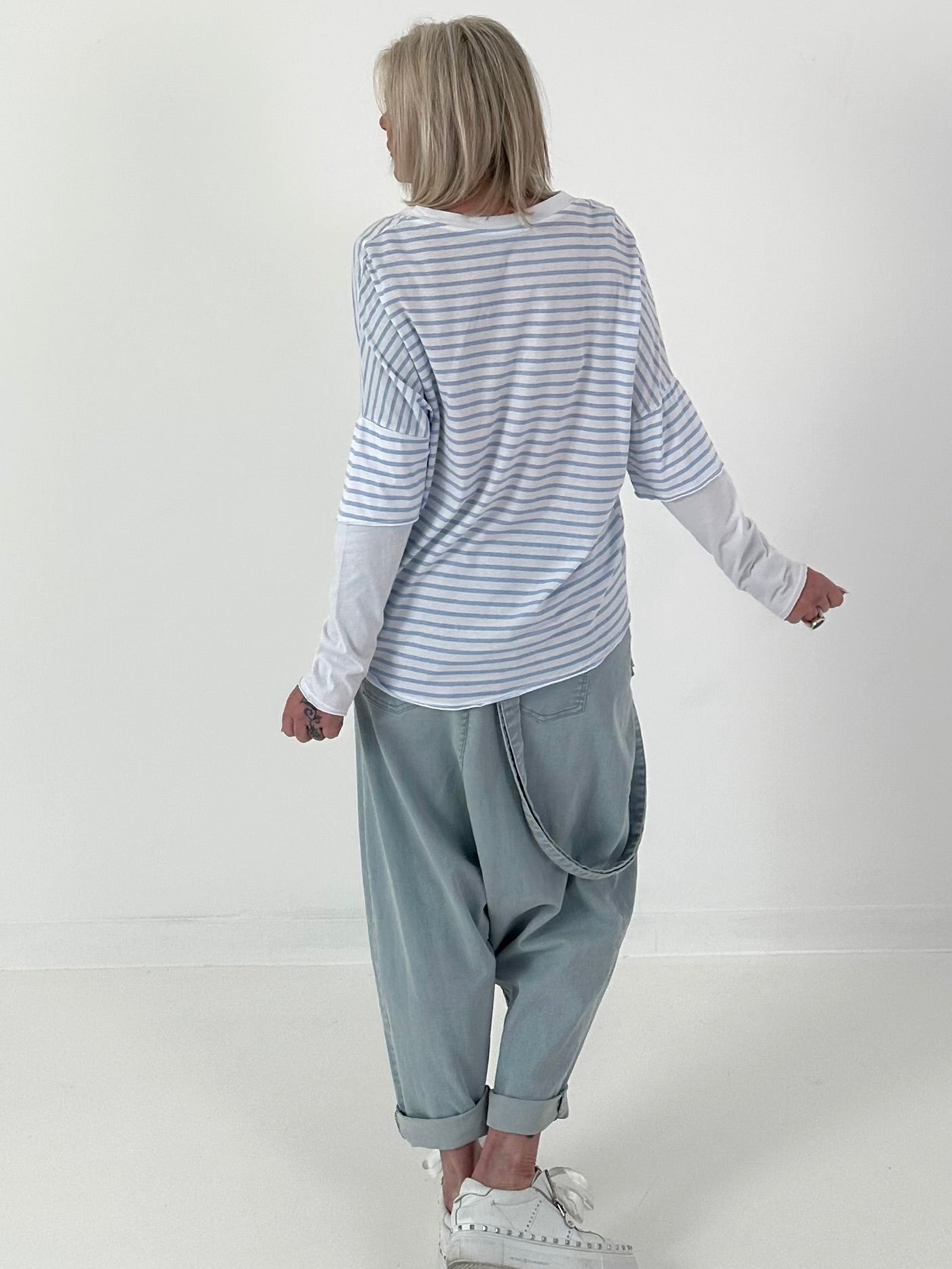 Shirt mit Streifen - hellblau-weiss