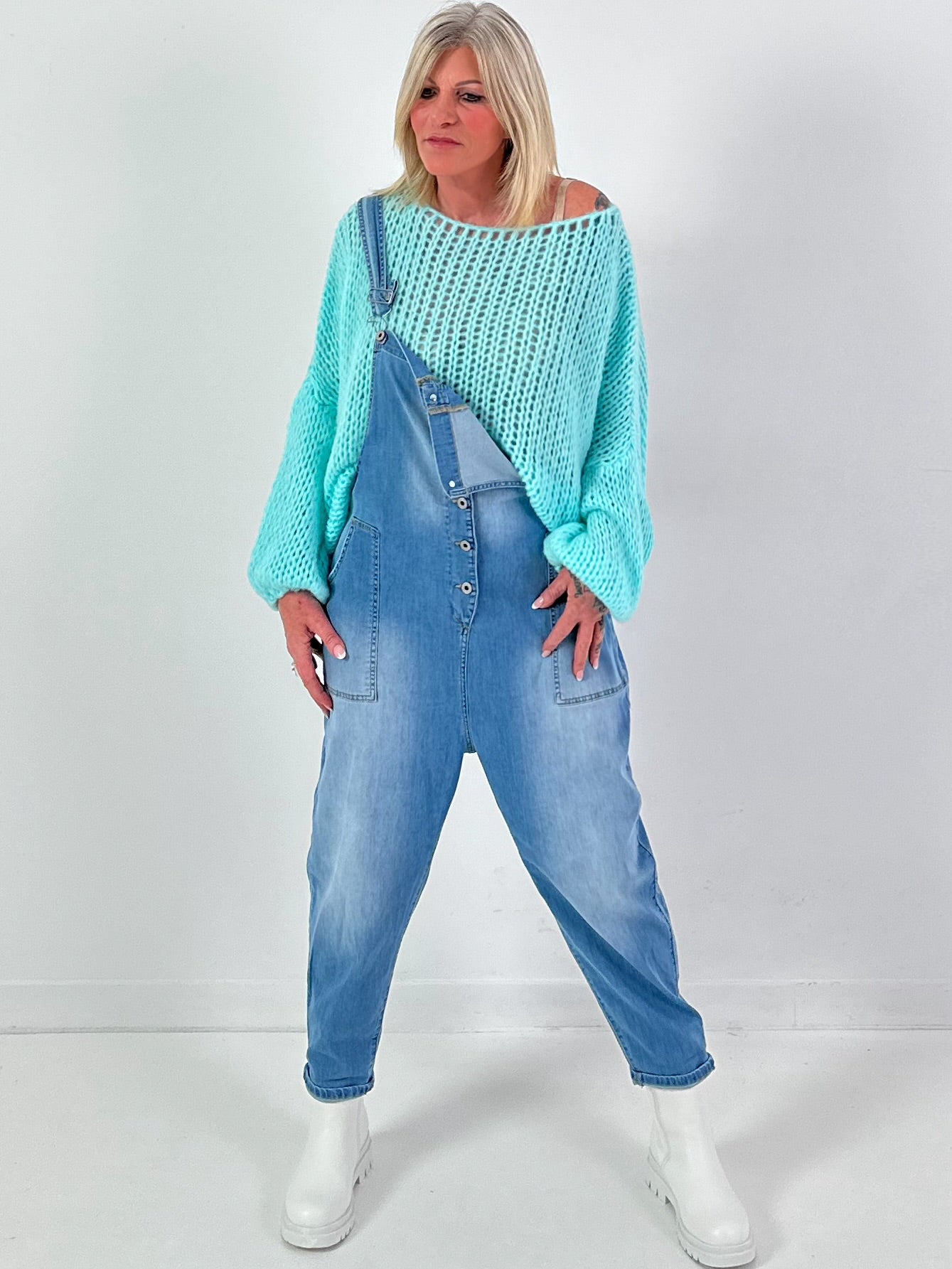 Grof gebreide trui model "Balloon Bubble" - aqua