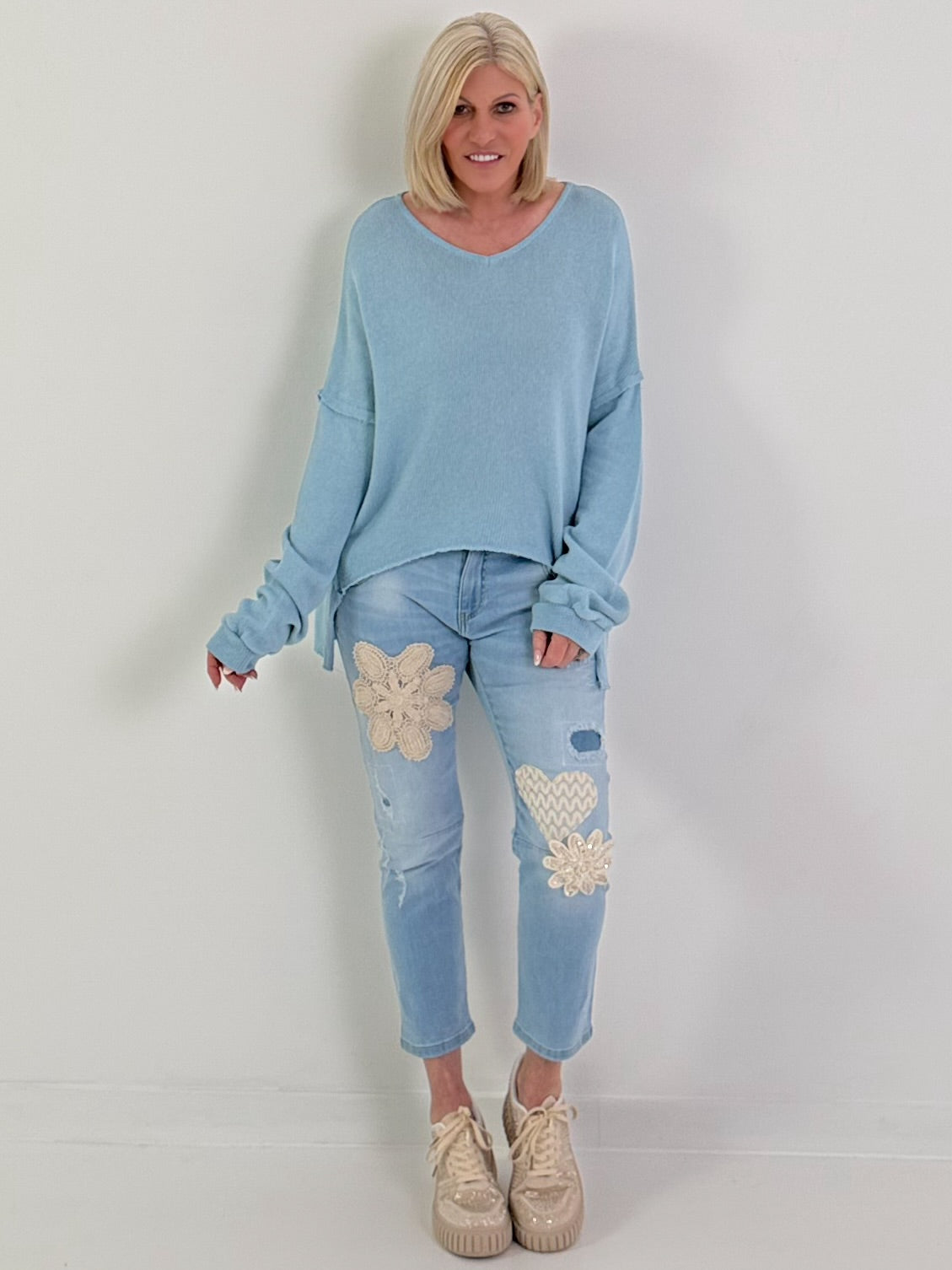 Oversized Strickpullover - hellblau ( lieferbar ab 14.03.26)