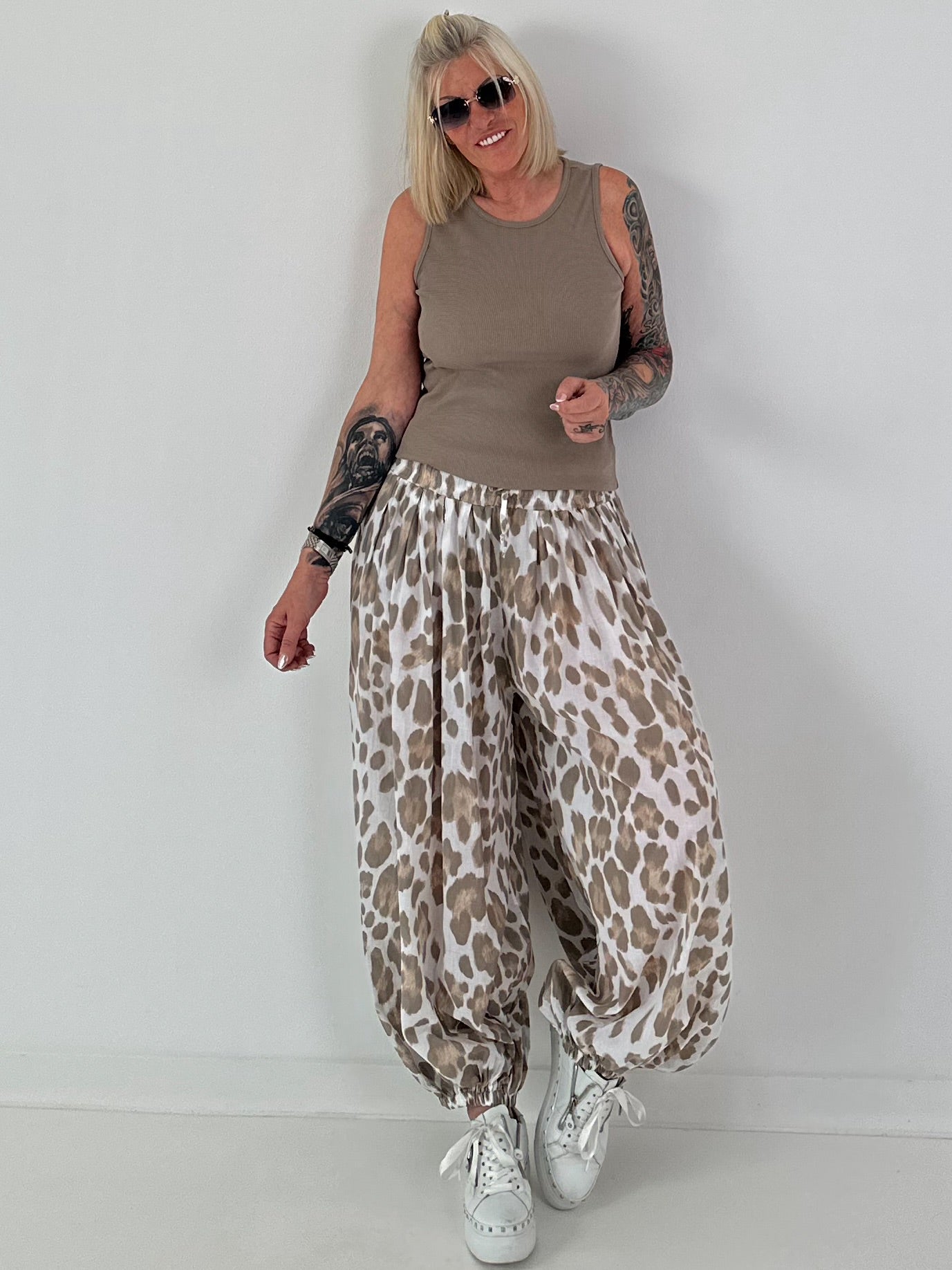 Leichte Pumphose mit stylischem Print - weiss -mehrfarbig
