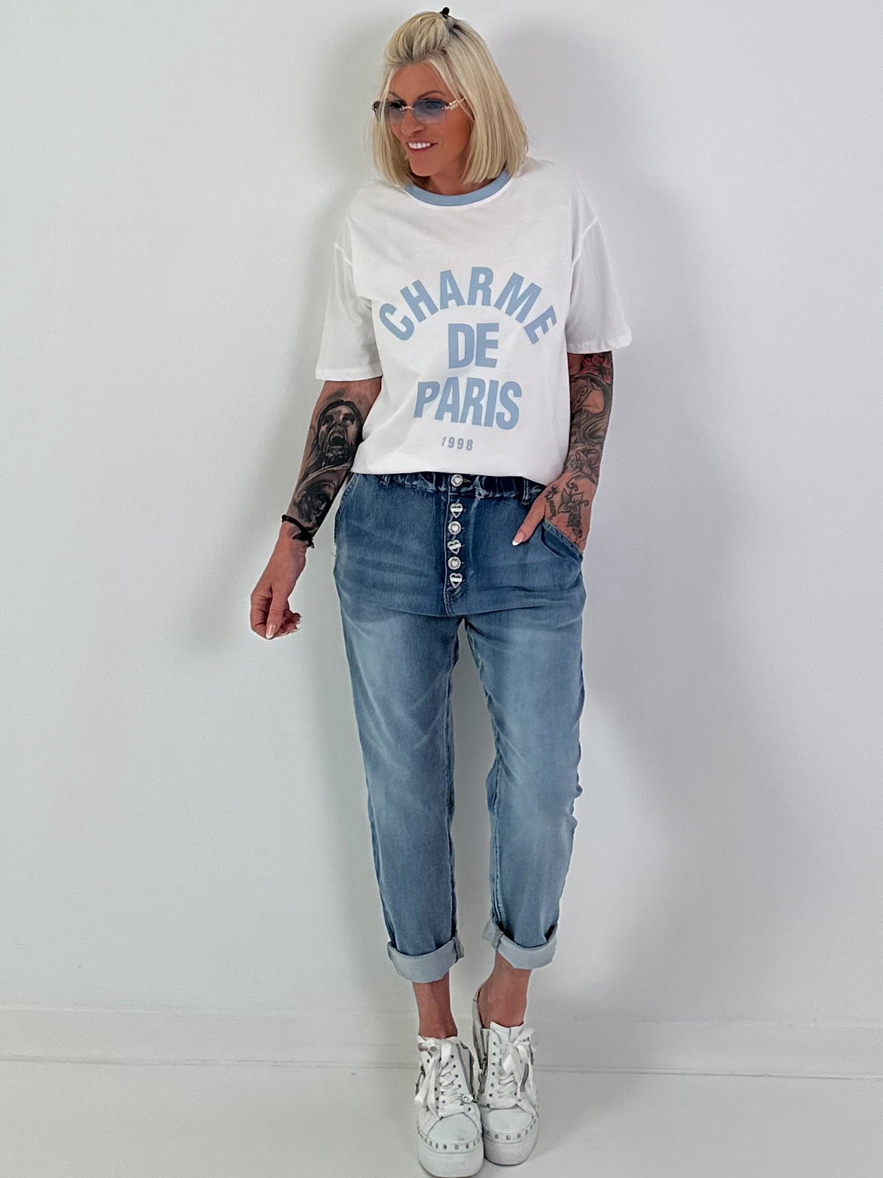 T-Shit Charme - weiss-hellblau