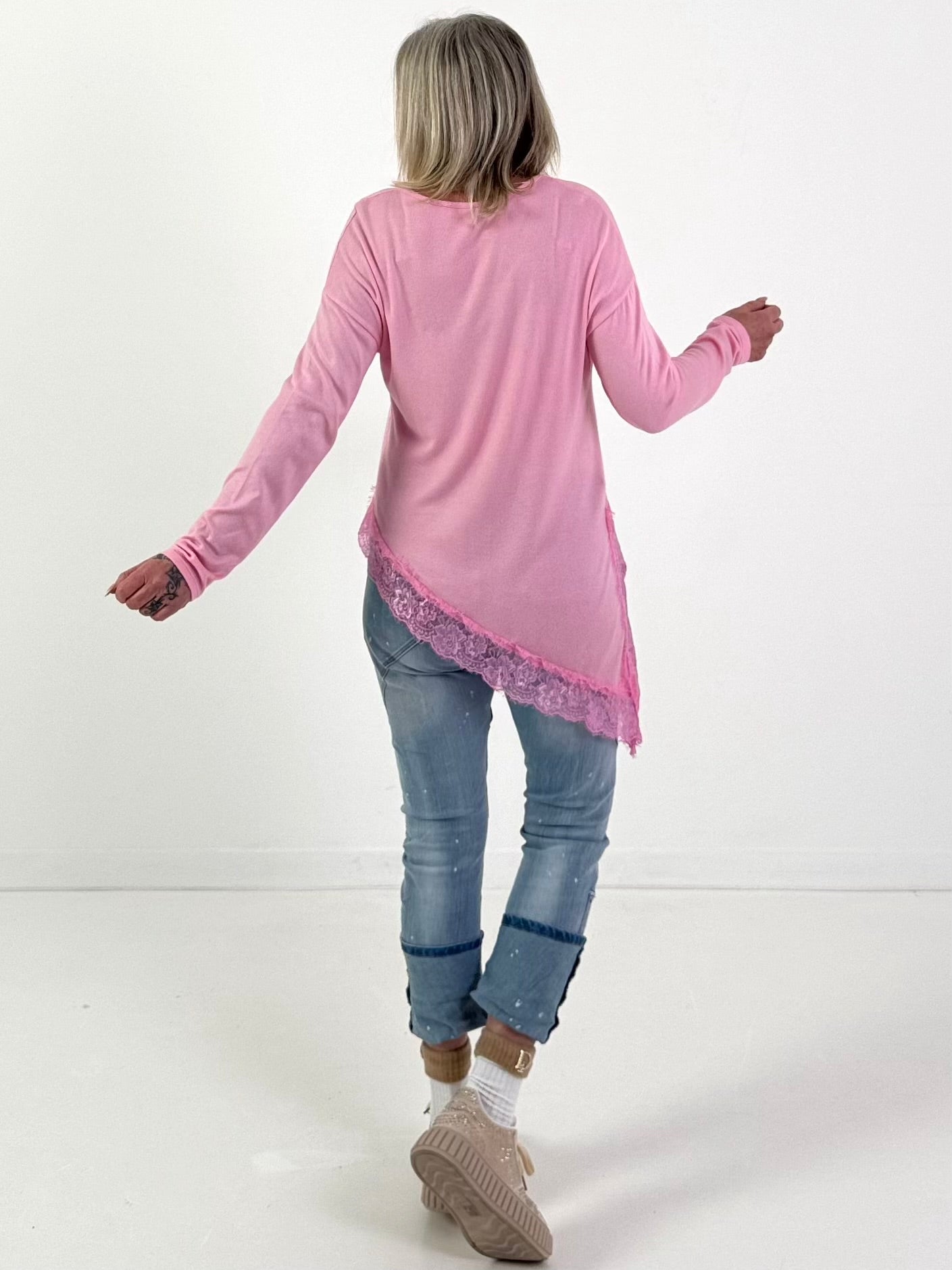 Feinstrick Pullover Modell "Velvet Ease" - rosa
