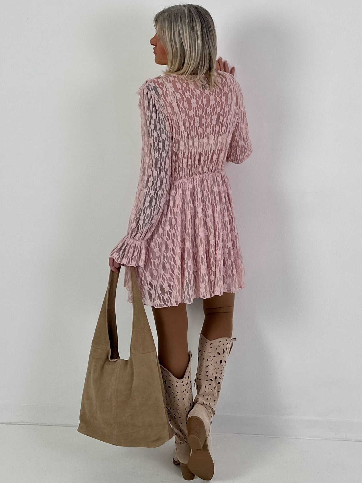 Kleid/Tunika aus Spitze - rosa