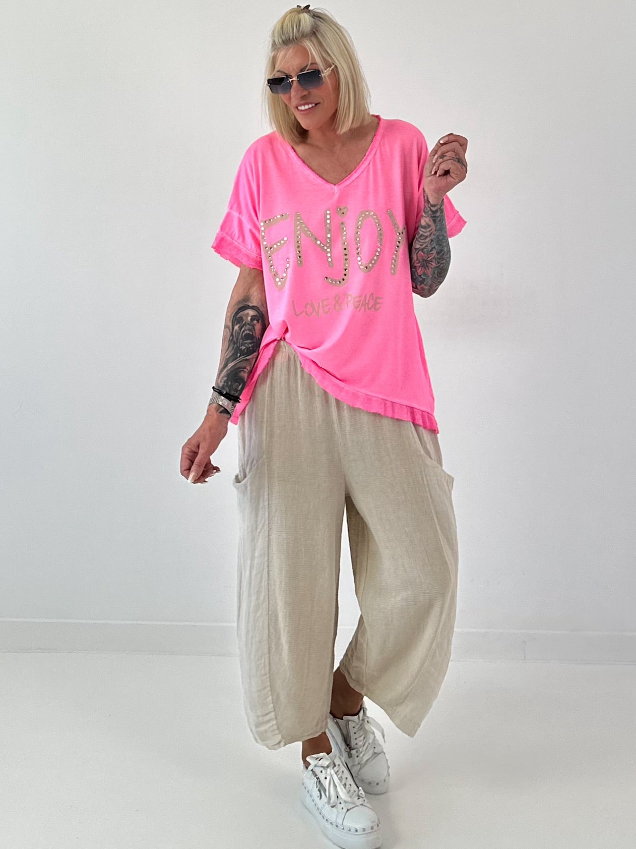T-Shirt Smile - neon pink