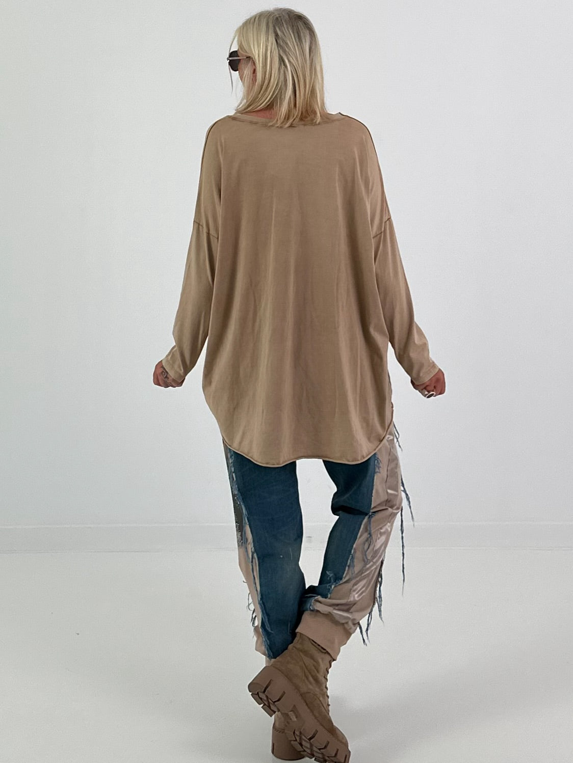 Oversized Shirt stone washed - camel (lieferbar ab ca.14.08.26)