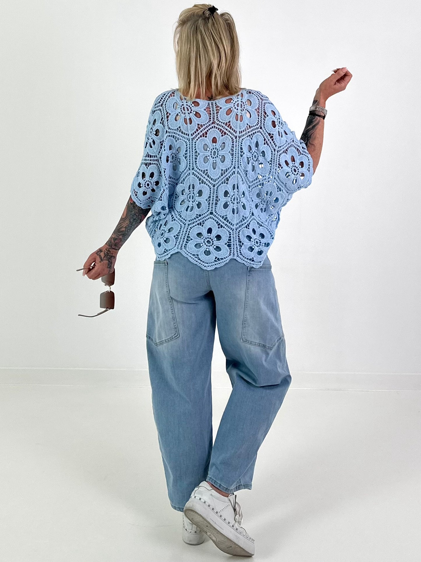 Crochet Shirt with Undershirt - light blue