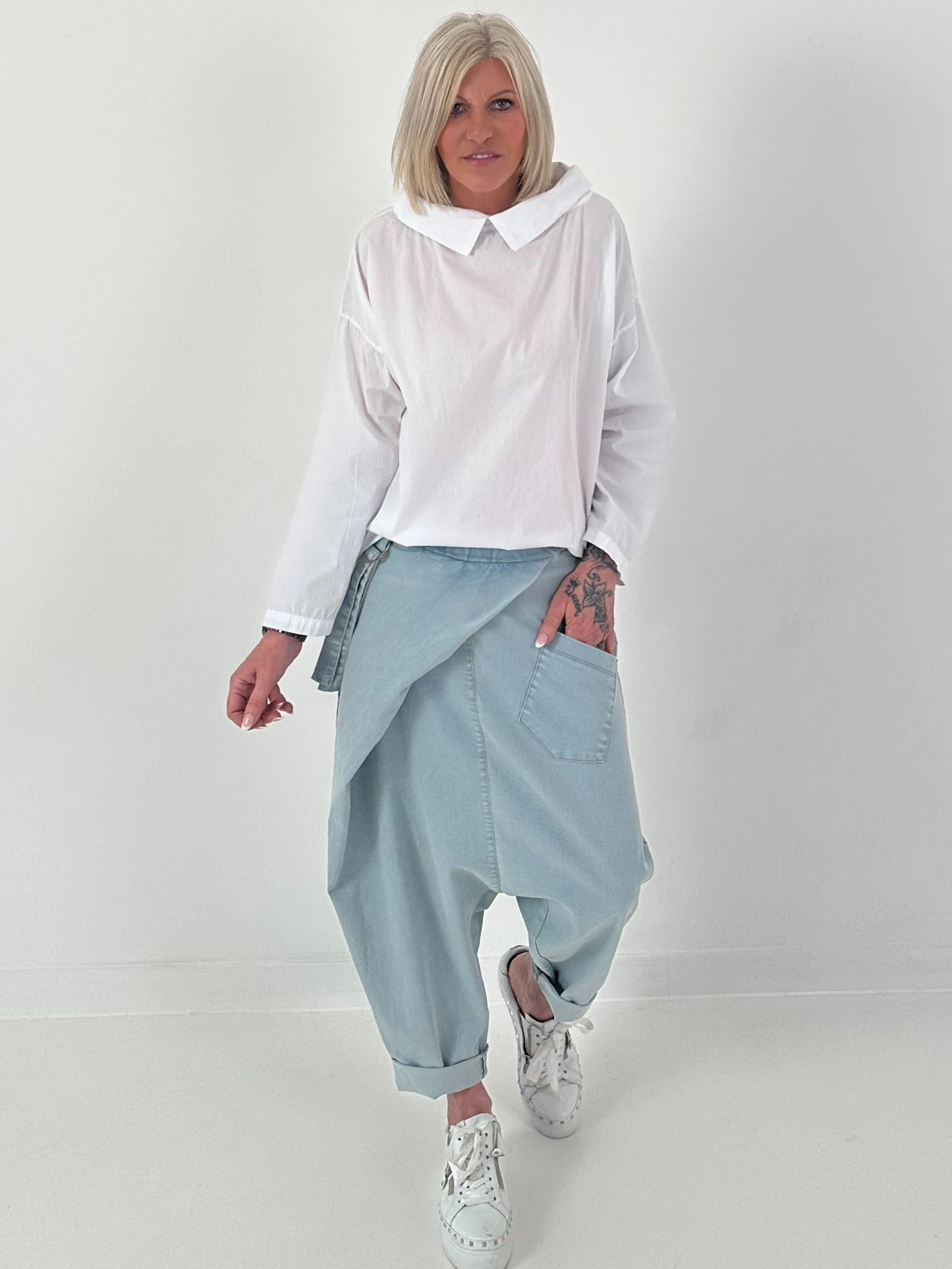 Tunika mit Bubikragen - weiss