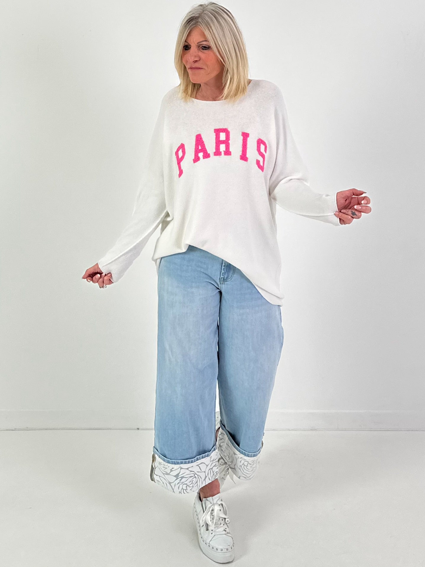 Pullover Modell "Fleur de Paris" - weiss