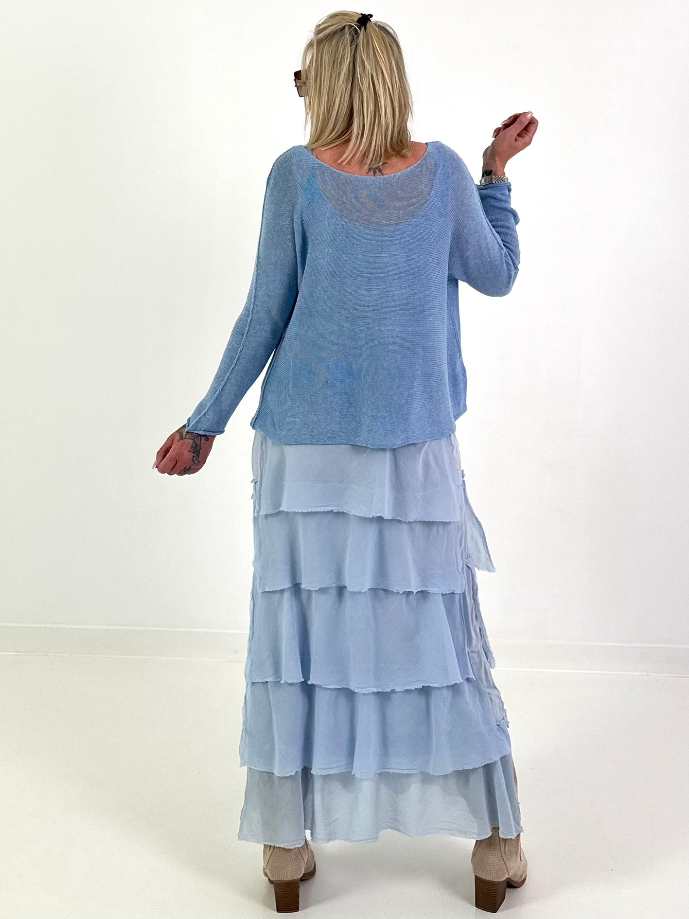 Leichter Strickpullover - hellblau