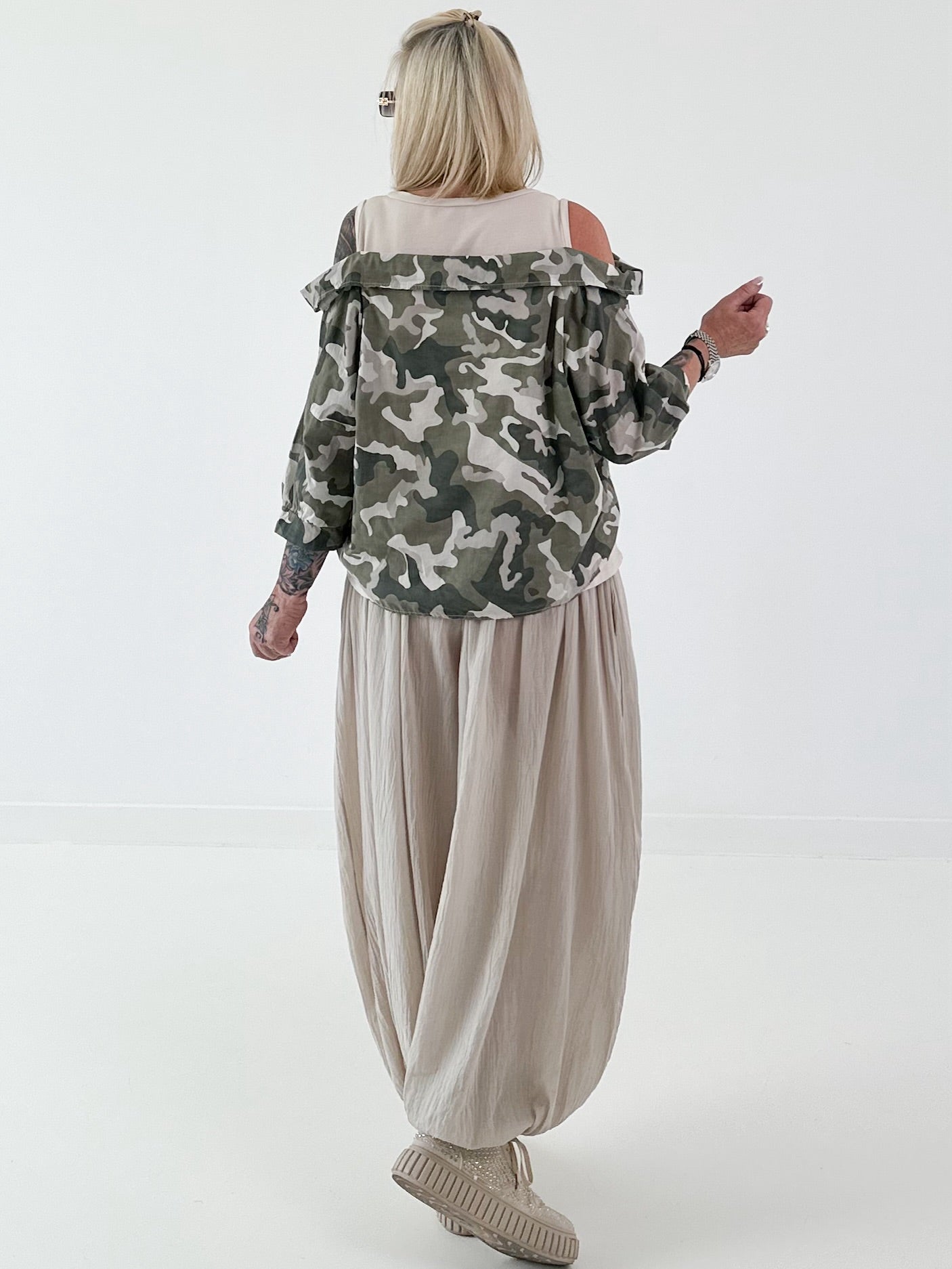 Tunika mit integrierten Top - camouflage- beige-khaki