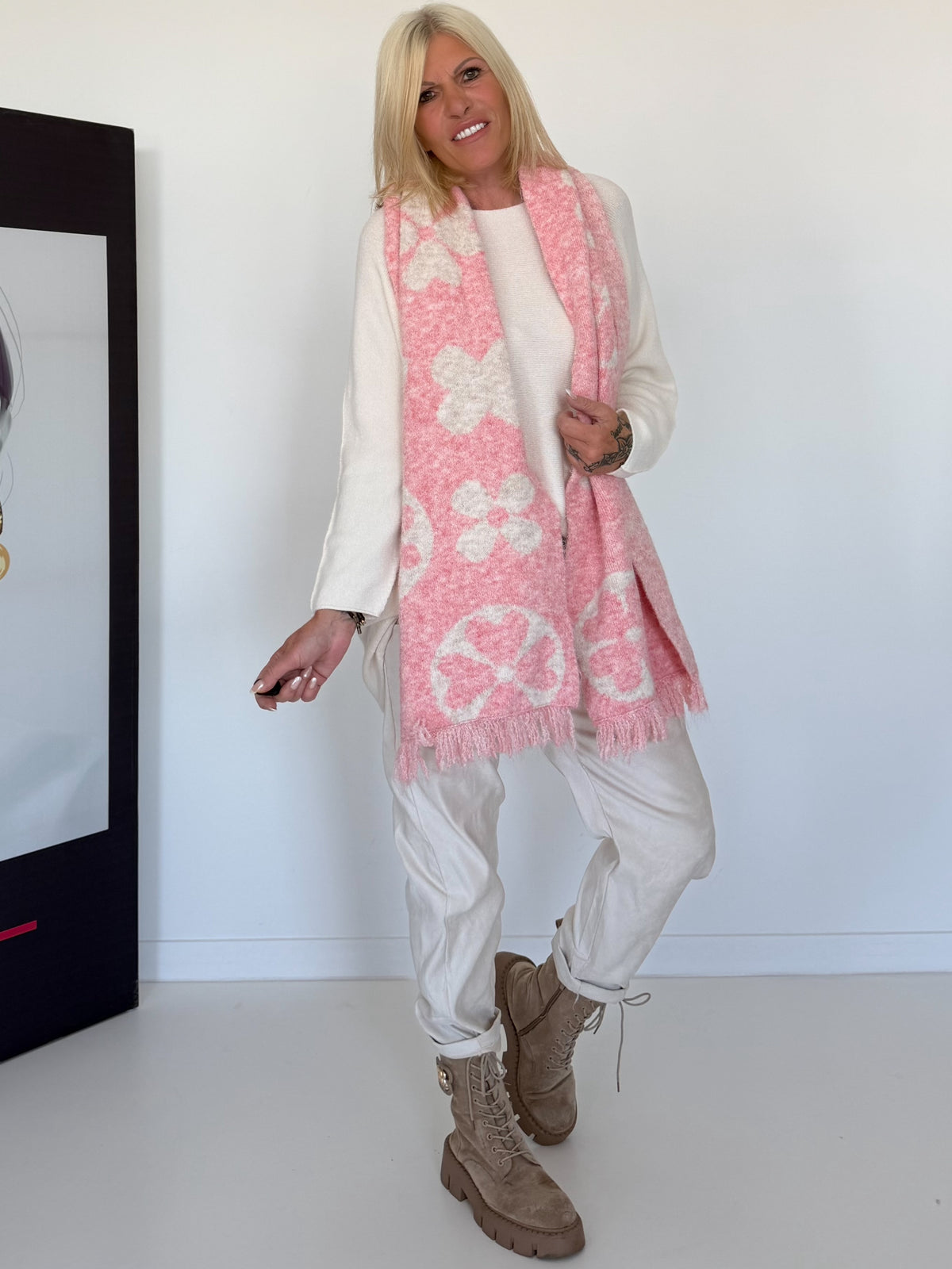 Kuscheliger Schal - rosa-beige