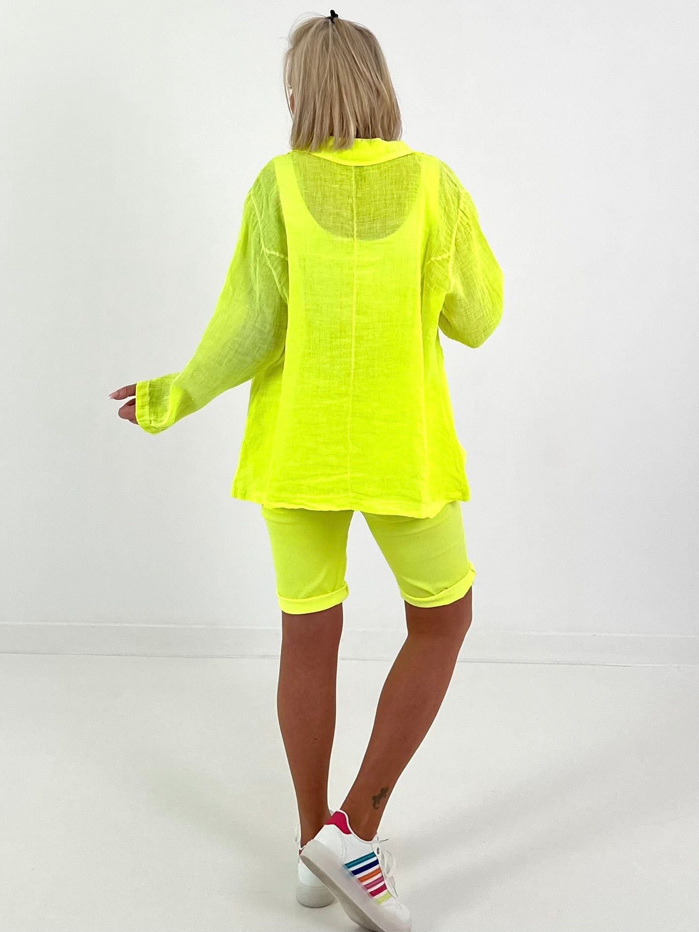 Light Linen Blazer - Neon Yellow